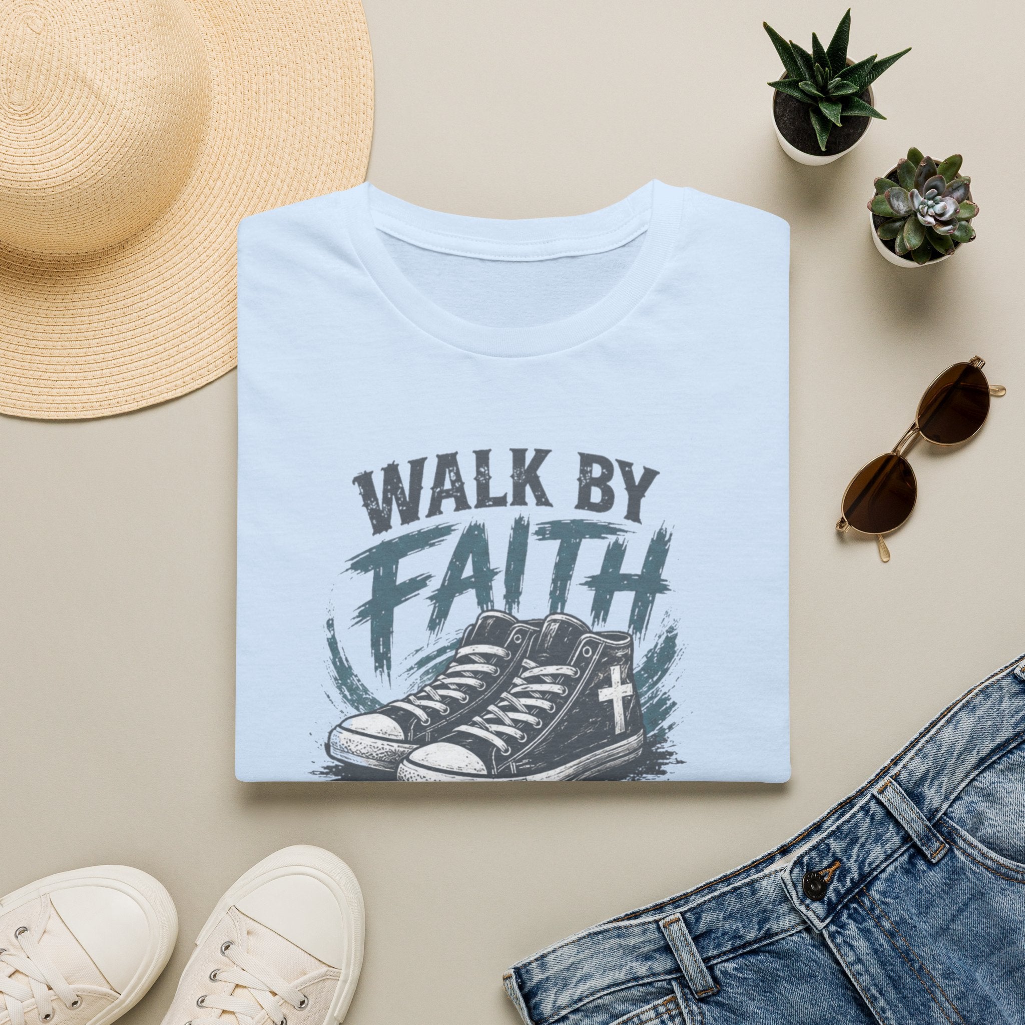 Walk by Faith T-Shirt — Christian Faith Graphic Tee (2 Corinthians 5:7)