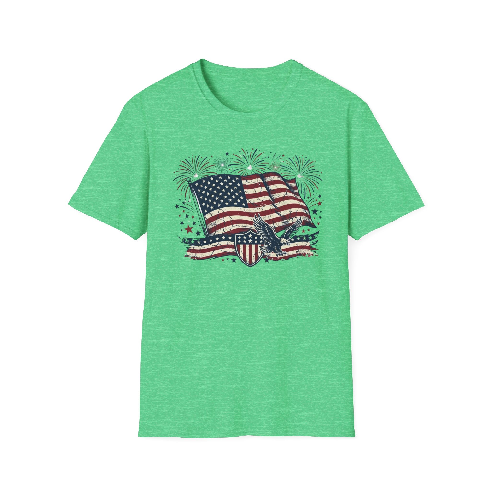 American Flag Eagle T-Shirt — Patriotic 4th of July Tee with Fireworks