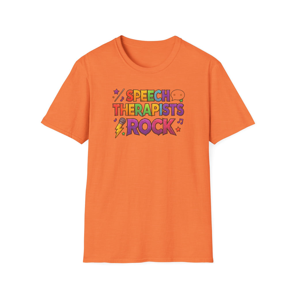 Speech Therapists Rock T-Shirt — Colorful Retro Graphic Tee for SLPs