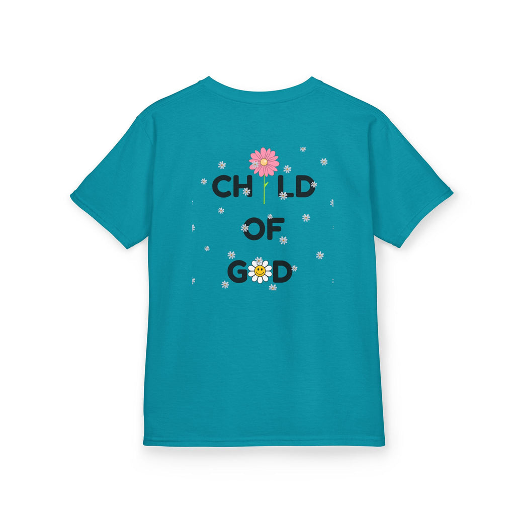 Child of God Kids Tee — Floral Daisy Christian T‑Shirt for Girls & Boys