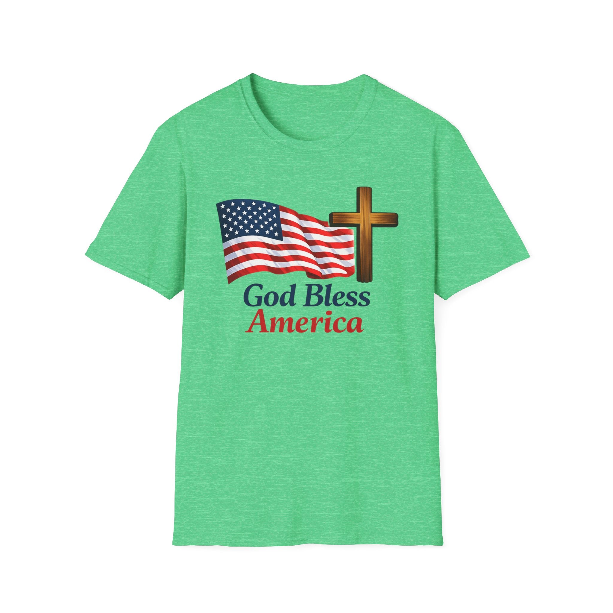 God Bless America T-Shirt — American Flag & Cross Patriotic Faith Tee