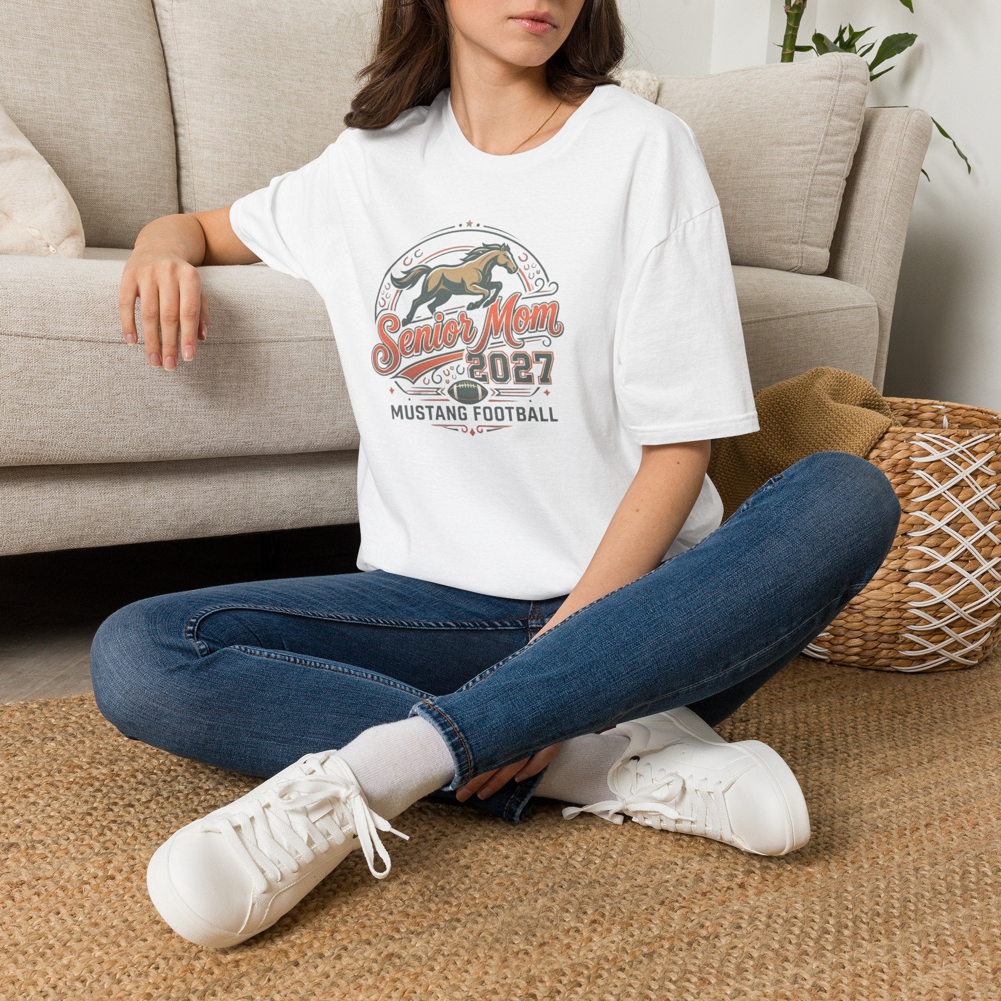 Senior Mom 2027 Mustang Football T-Shirt