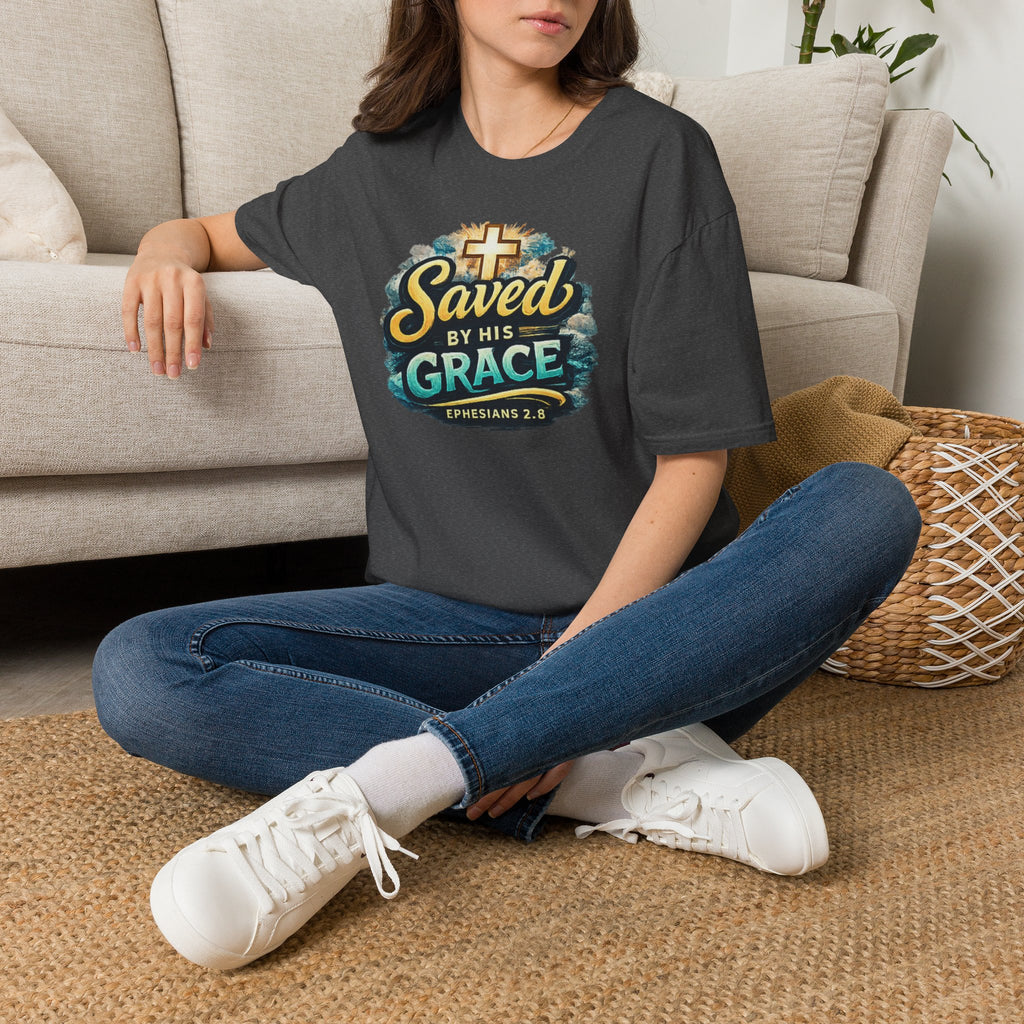 T-Shirt — "Saved by His Grace" Christian Faith Tee