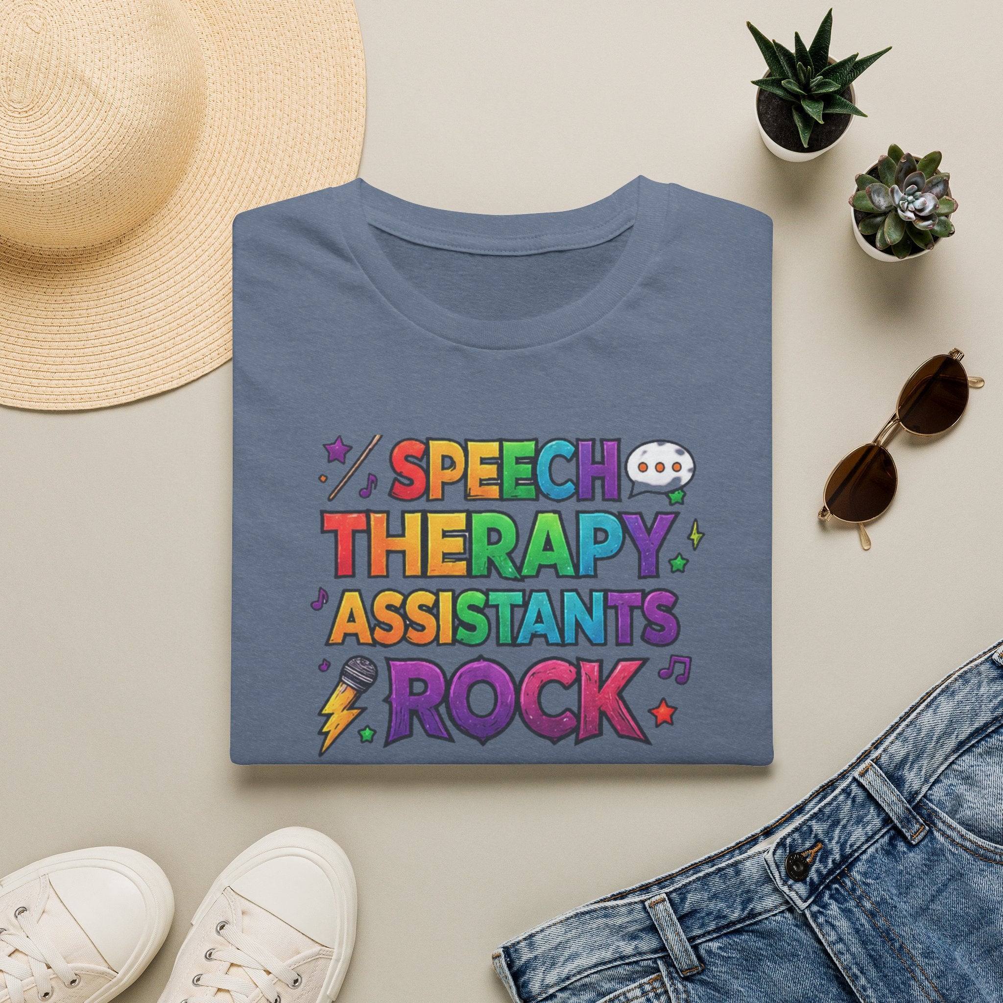 Speech Therapy Assistants Rock T-Shirt — Colorful Retro Pride Tee for SLP Assistants