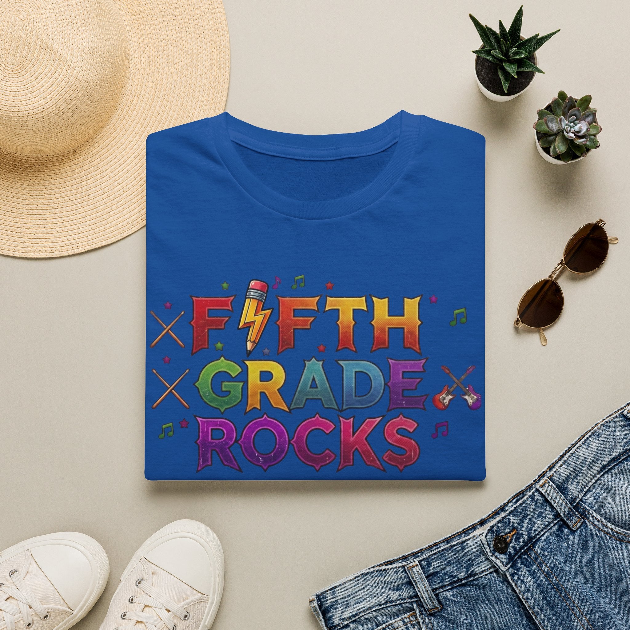 Fifth Grade Rocks T-Shirt — Colorful Back-to-School Teacher & Student Tee
