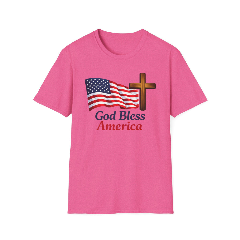 God Bless America T-Shirt — American Flag & Cross Patriotic Faith Tee
