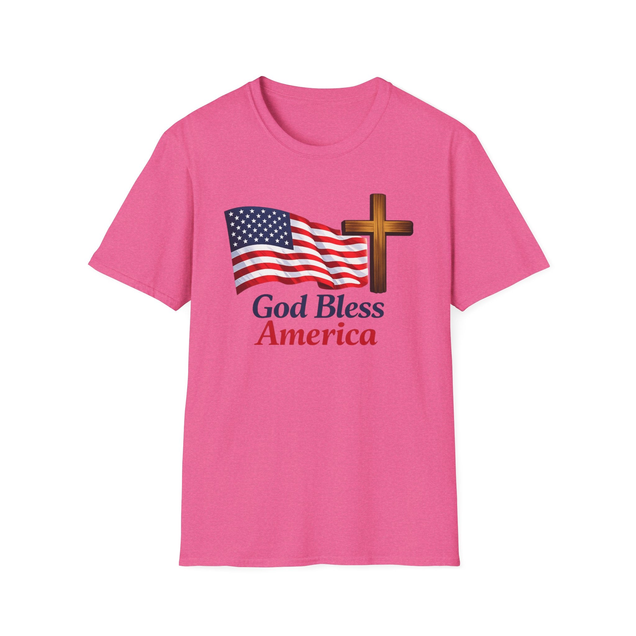 God Bless America T-Shirt — American Flag & Cross Patriotic Faith Tee