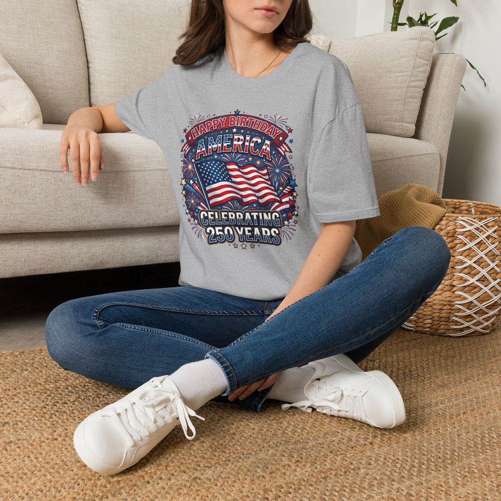 T-Shirt — "Happy Birthday America" Patriotic Flag Tee for 4th of July