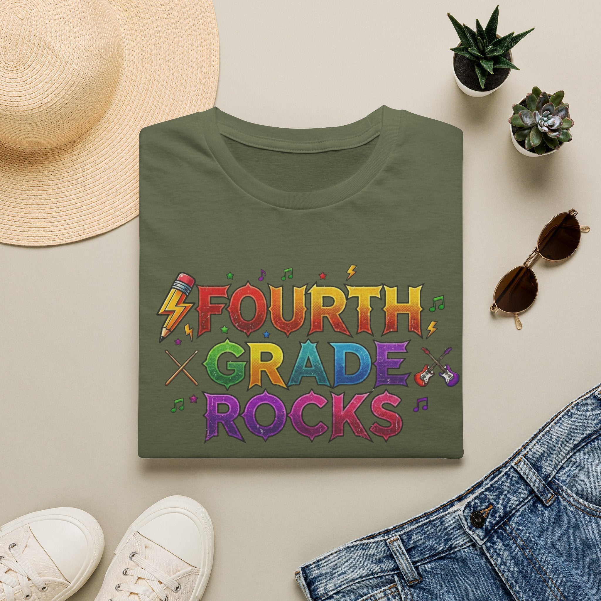 Fourth Grade Rocks T-Shirt — Colorful Teacher/Student Appreciation Tee