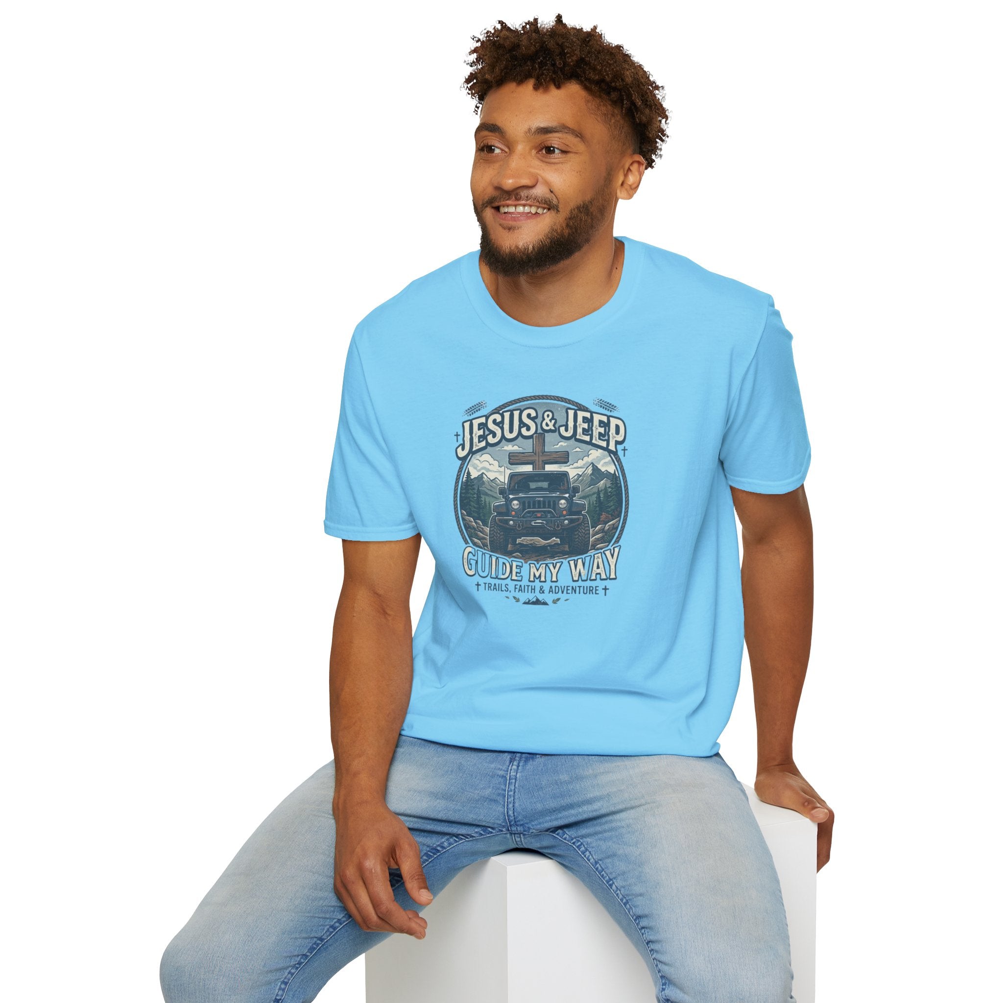 Jesus & Jeep T‑Shirt — Christian Off‑Road Faith Tee ("Jesus & Jeep Guide My Way")