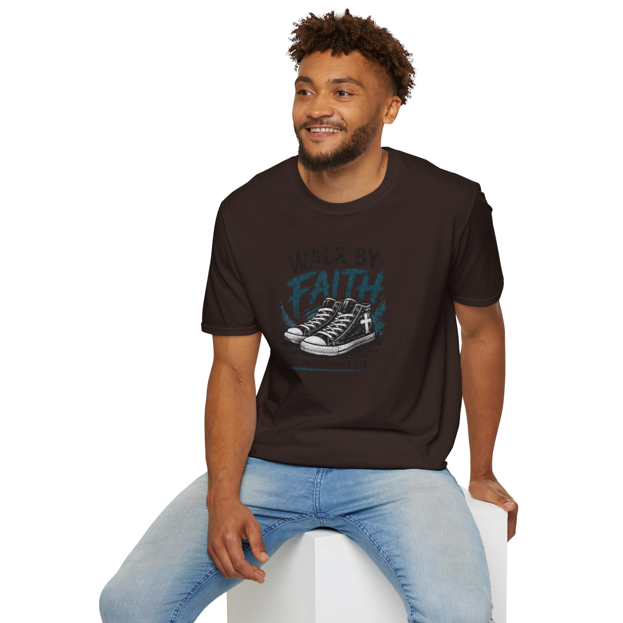 Walk by Faith T-Shirt — Christian Faith Graphic Tee (2 Corinthians 5:7)