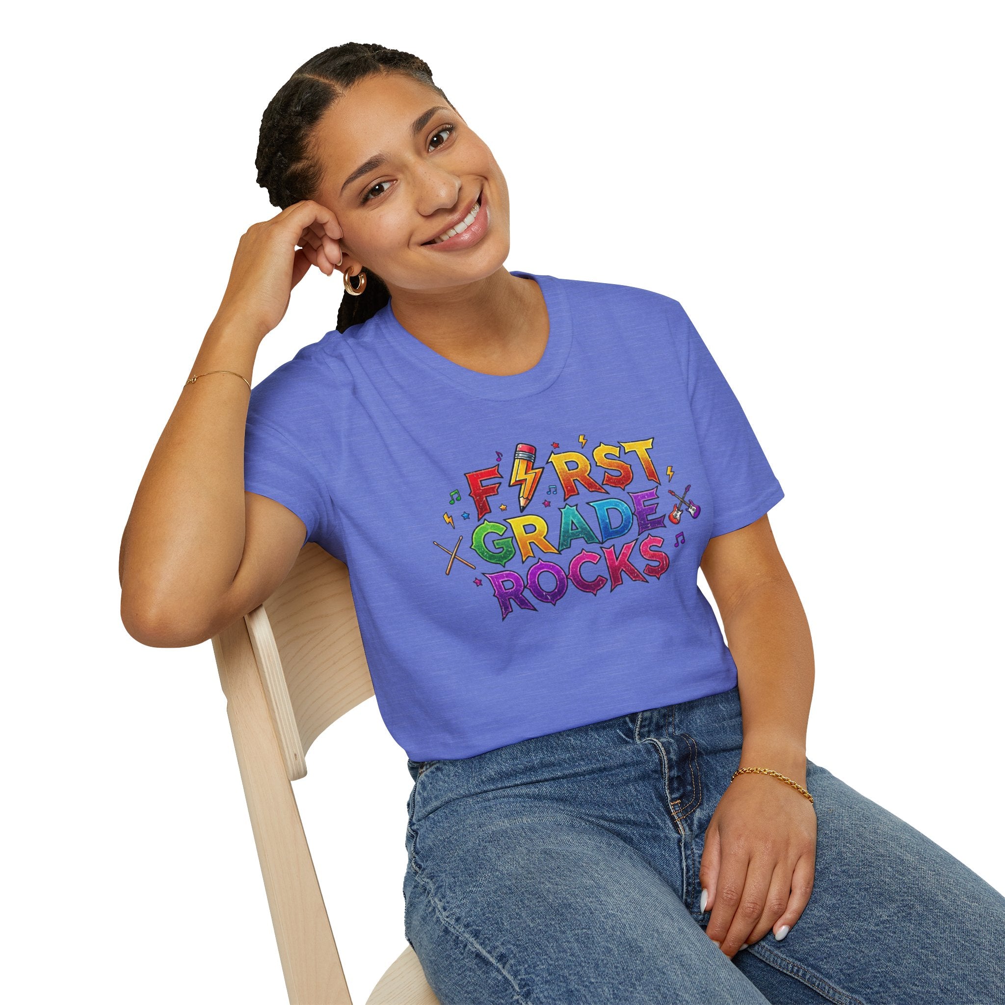 First Grade Rocks T-Shirt — Colorful Back-to-School Tee for Teachers & Students