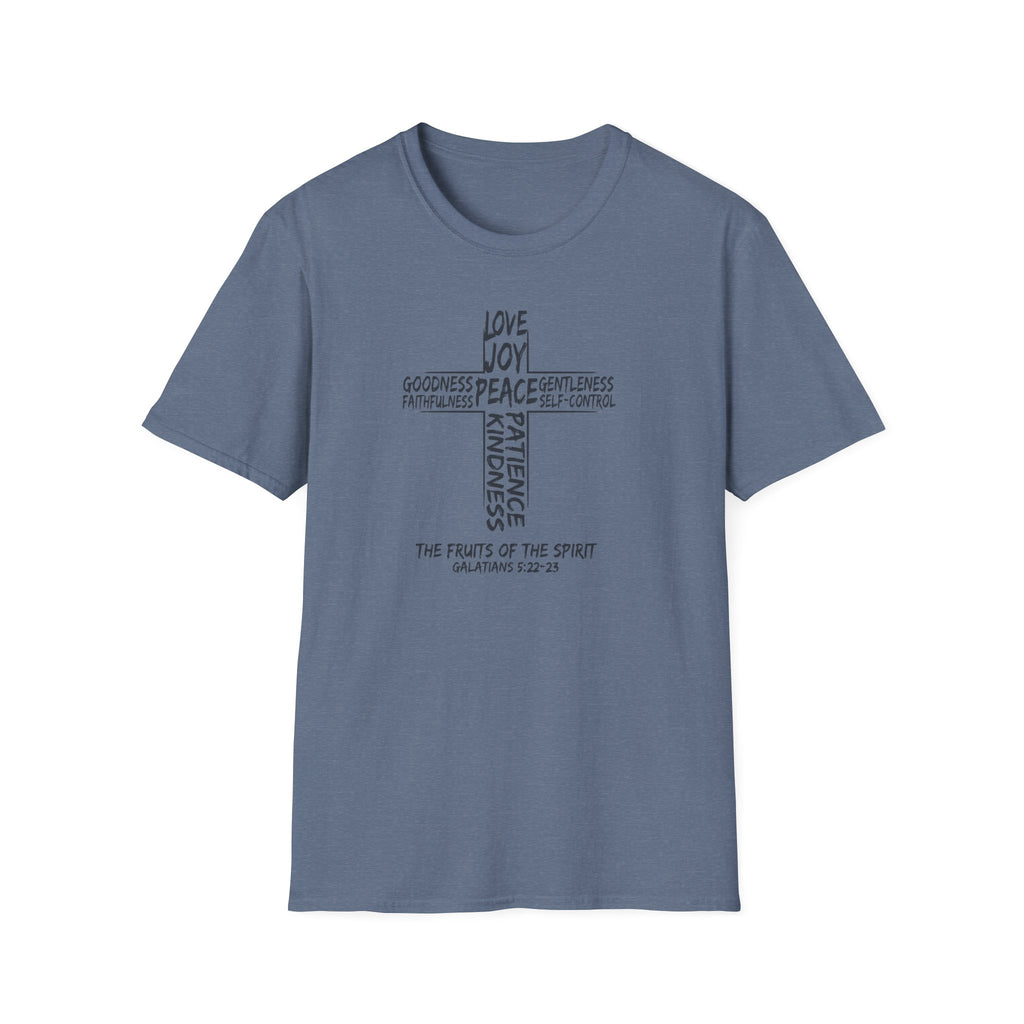 Faith Cross T-Shirt — 'Fruit of the Spirit' Typography Tee (Love, Joy, Peace)