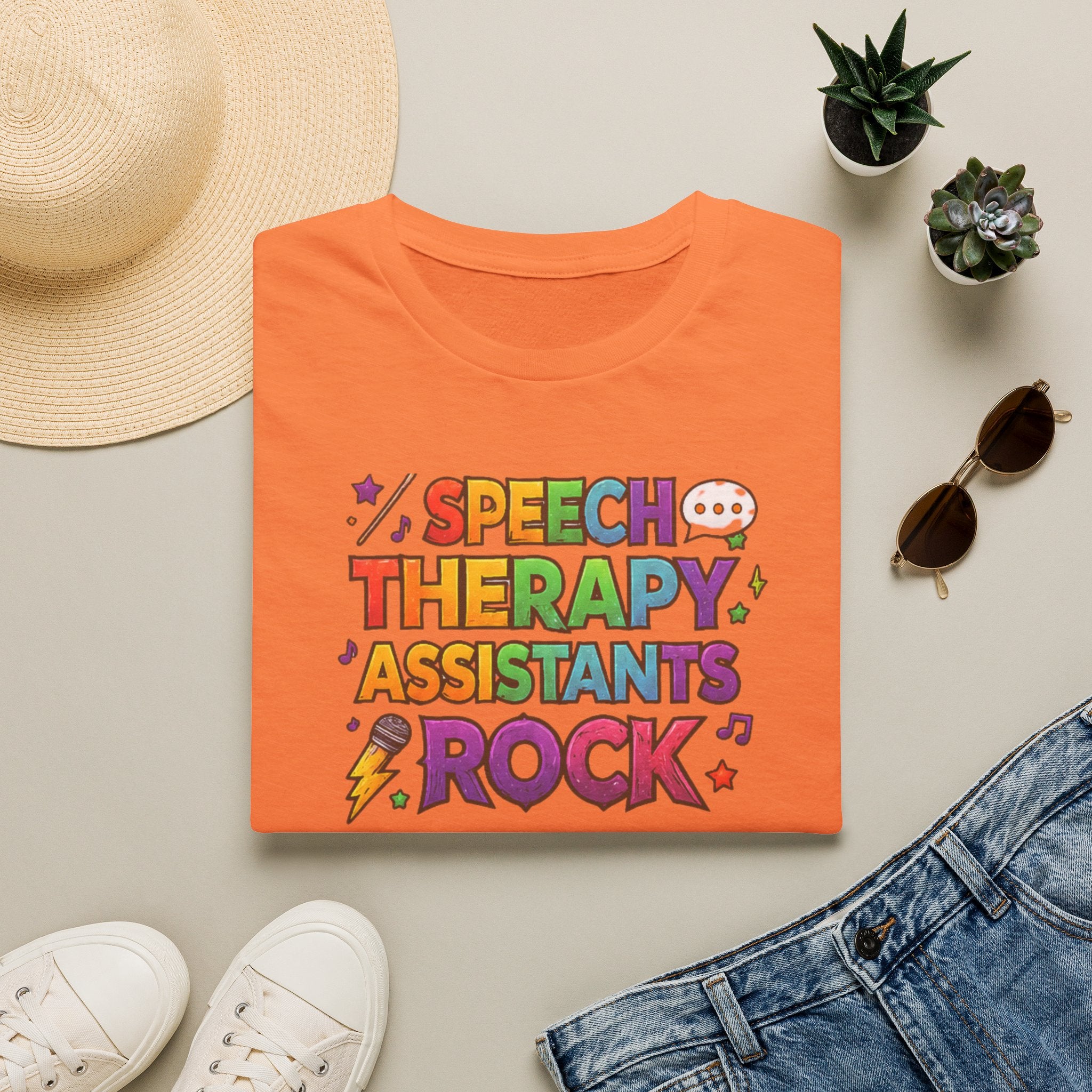 Speech Therapy Assistants Rock T-Shirt — Colorful Retro Pride Tee for SLP Assistants