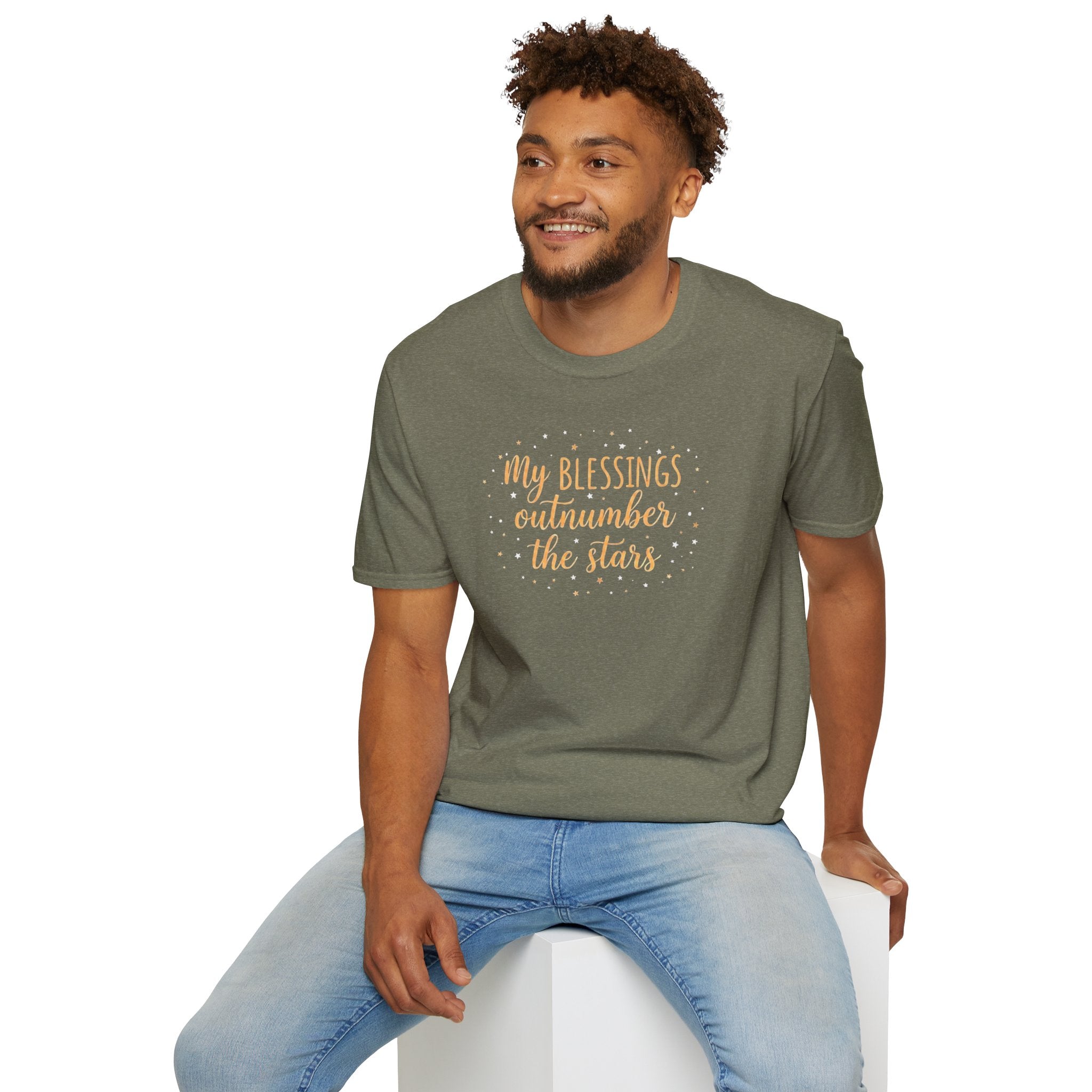 T-Shirt — “My Blessings Outnumber the Stars” Inspirational Script Tee