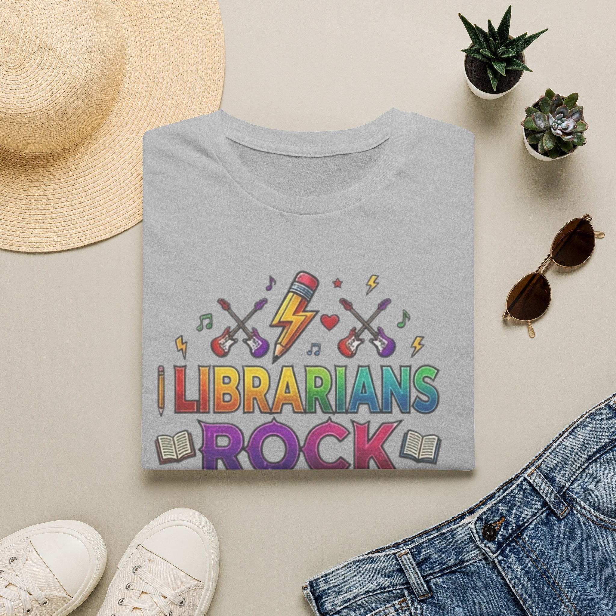 Librarians Rock T-Shirt — Colorful Music & Books Design