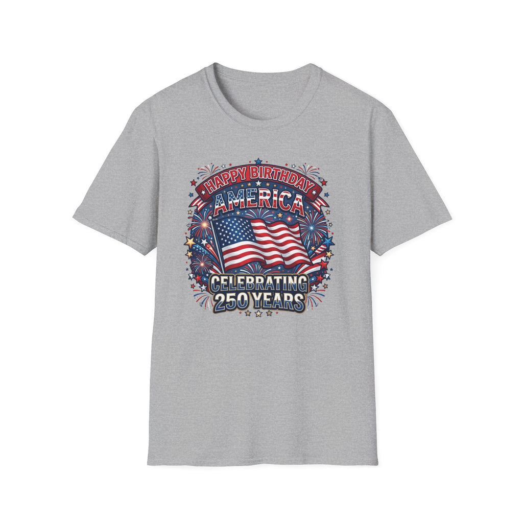 T-Shirt — "Happy Birthday America" Patriotic Flag Tee for 4th of July