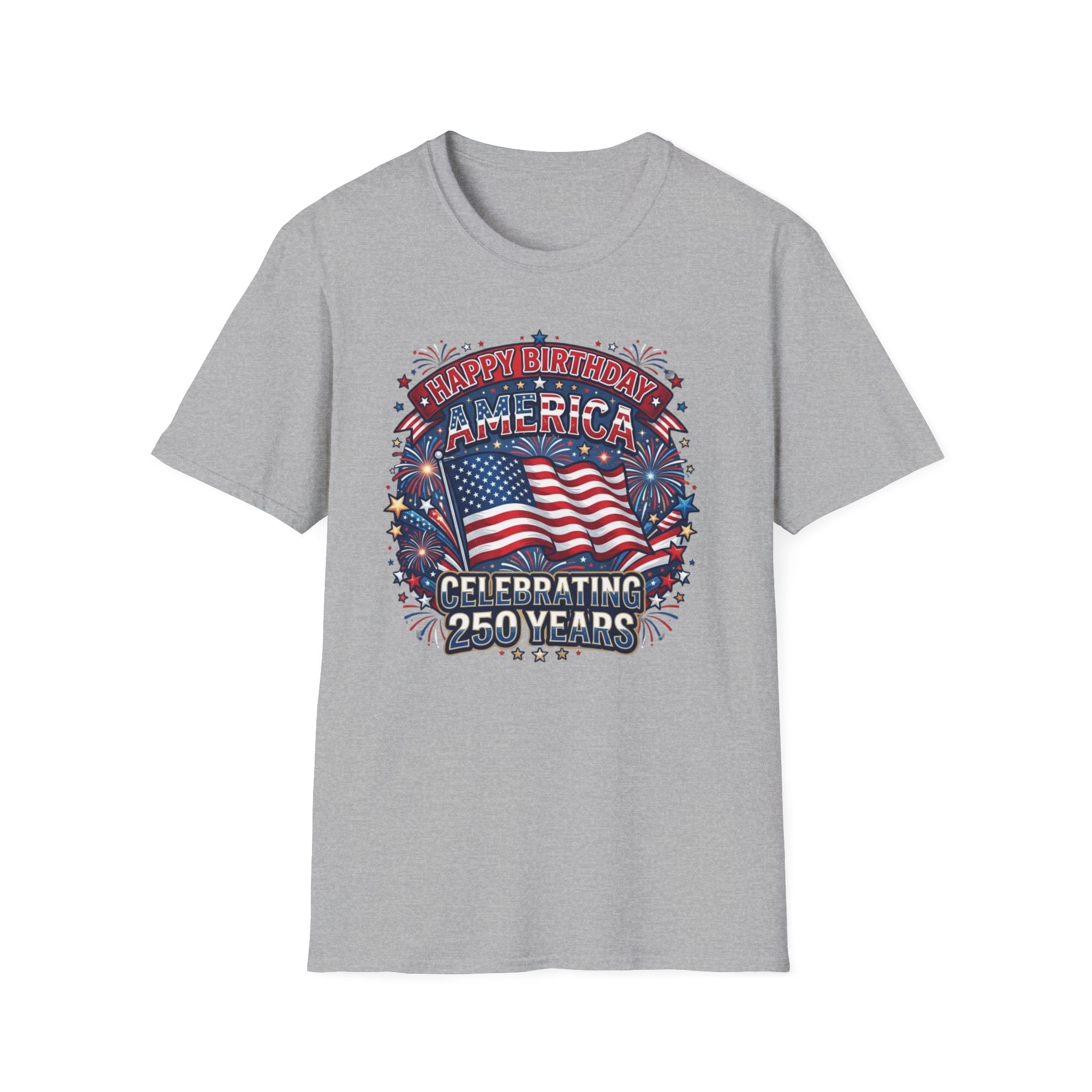 T-Shirt — "Happy Birthday America" Patriotic Flag Tee for 4th of July