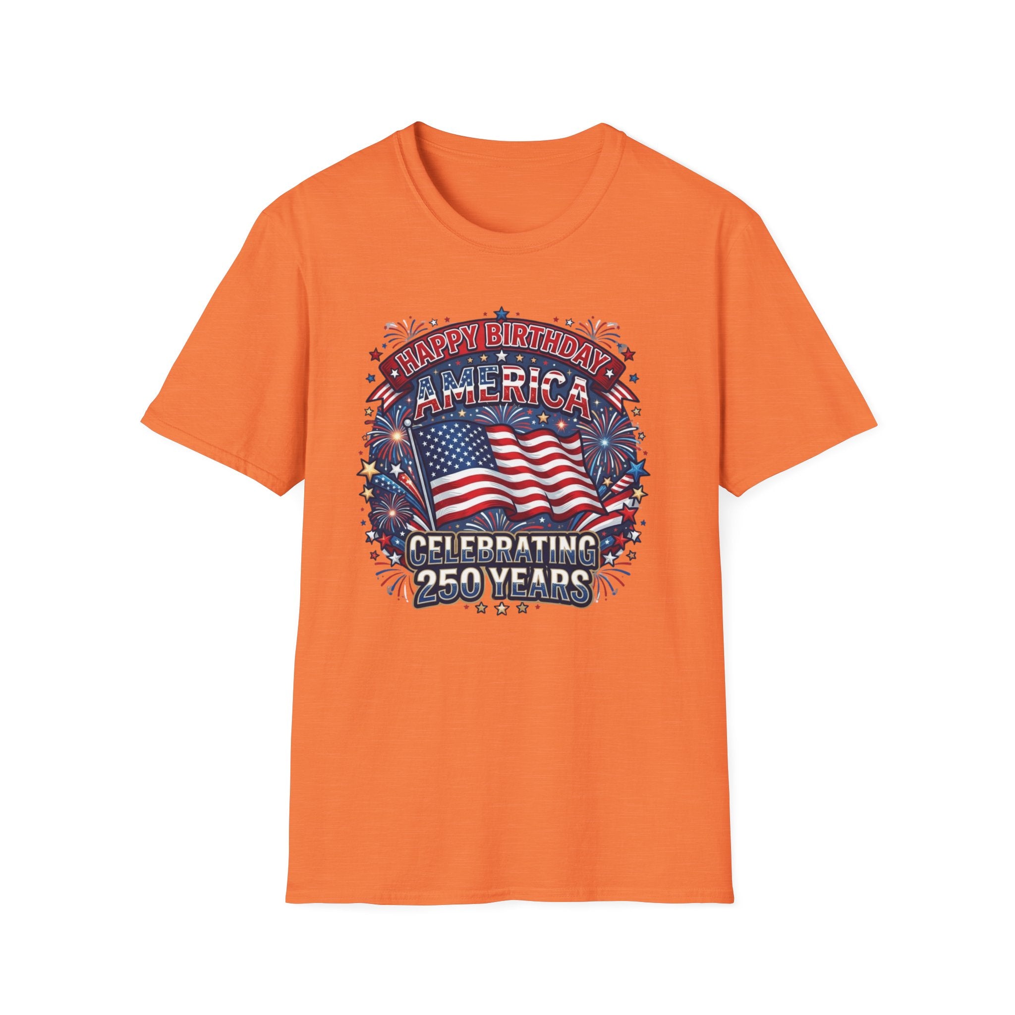 T-Shirt — "Happy Birthday America" Patriotic Flag Tee for 4th of July