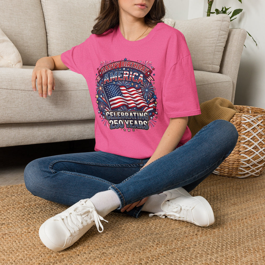 T-Shirt — "Happy Birthday America" Patriotic Flag Tee for 4th of July