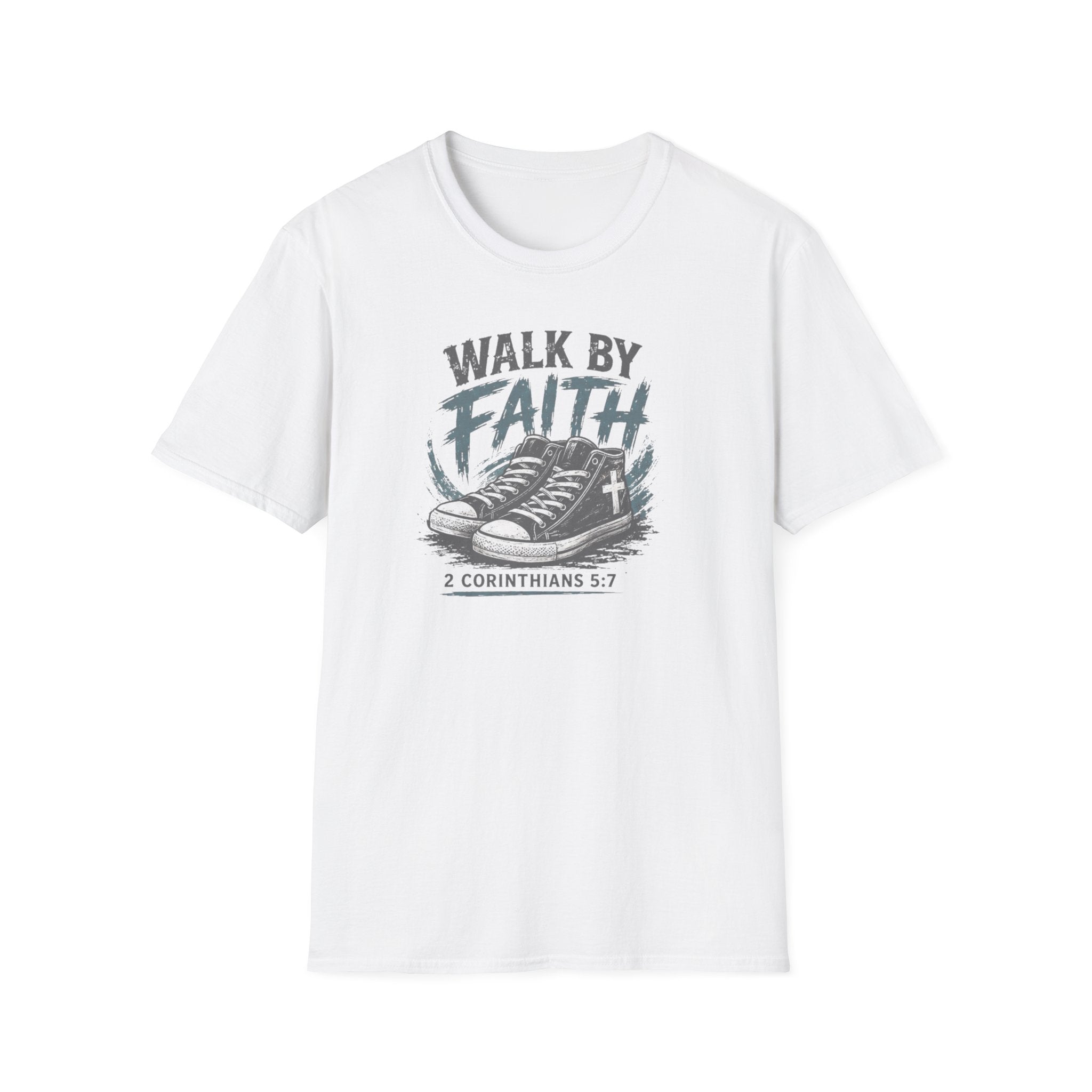 Walk by Faith T-Shirt — Christian Faith Graphic Tee (2 Corinthians 5:7)