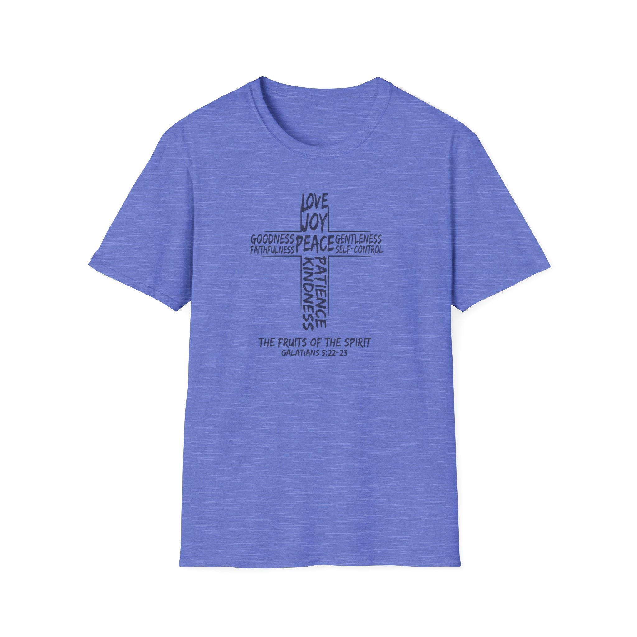 Faith Cross T-Shirt — 'Fruit of the Spirit' Typography Tee (Love, Joy, Peace)