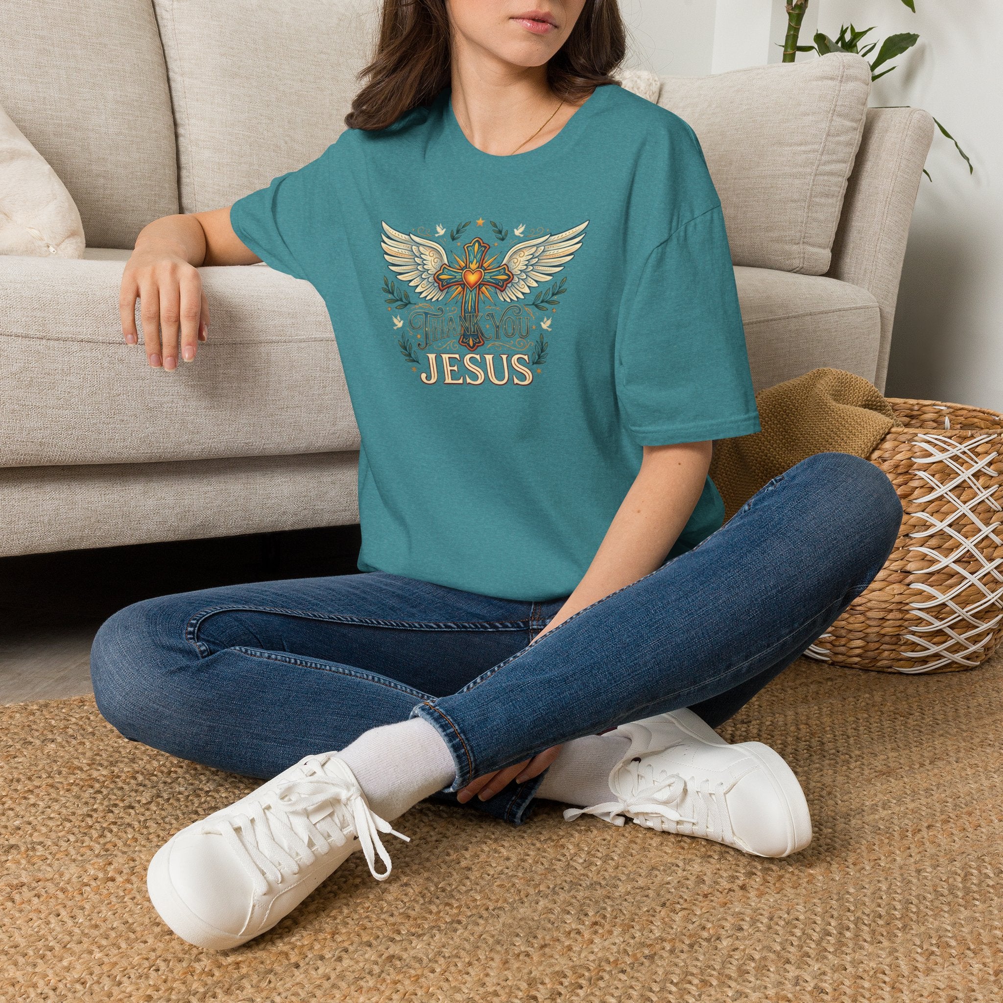 Thank You Jesus T-Shirt — Winged Cross Christian Faith Tee