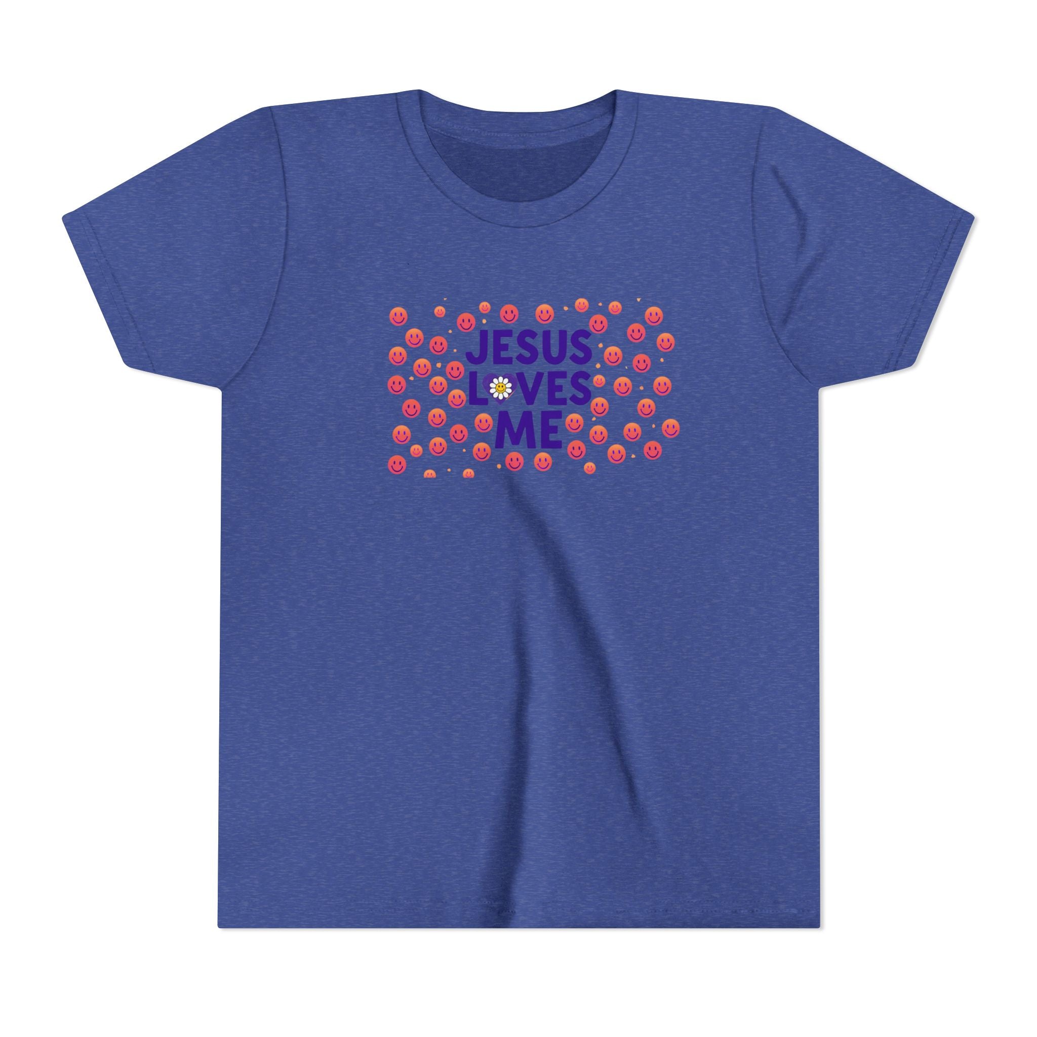 Youth Tee - "Jesus Loves Me" Colorful Dot Christian Kids Shirt