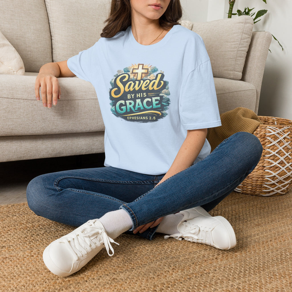 T-Shirt — "Saved by His Grace" Christian Faith Tee