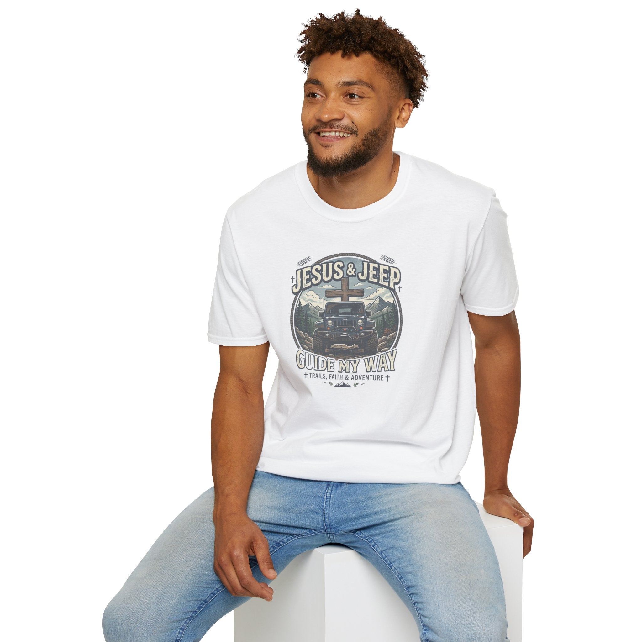 Jesus & Jeep T‑Shirt — Christian Off‑Road Faith Tee ("Jesus & Jeep Guide My Way")