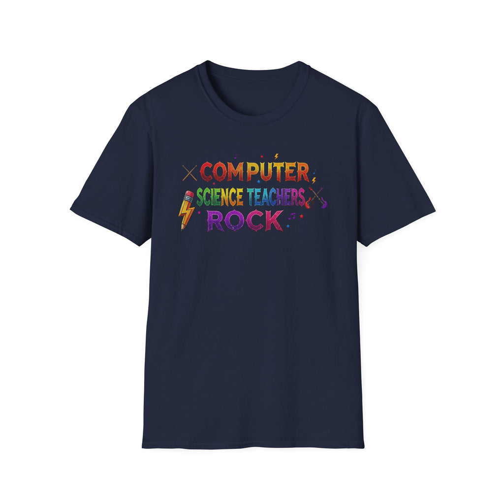 Computer Science Teachers Rock T-Shirt — Colorful Retro Teacher Appreciation Tee