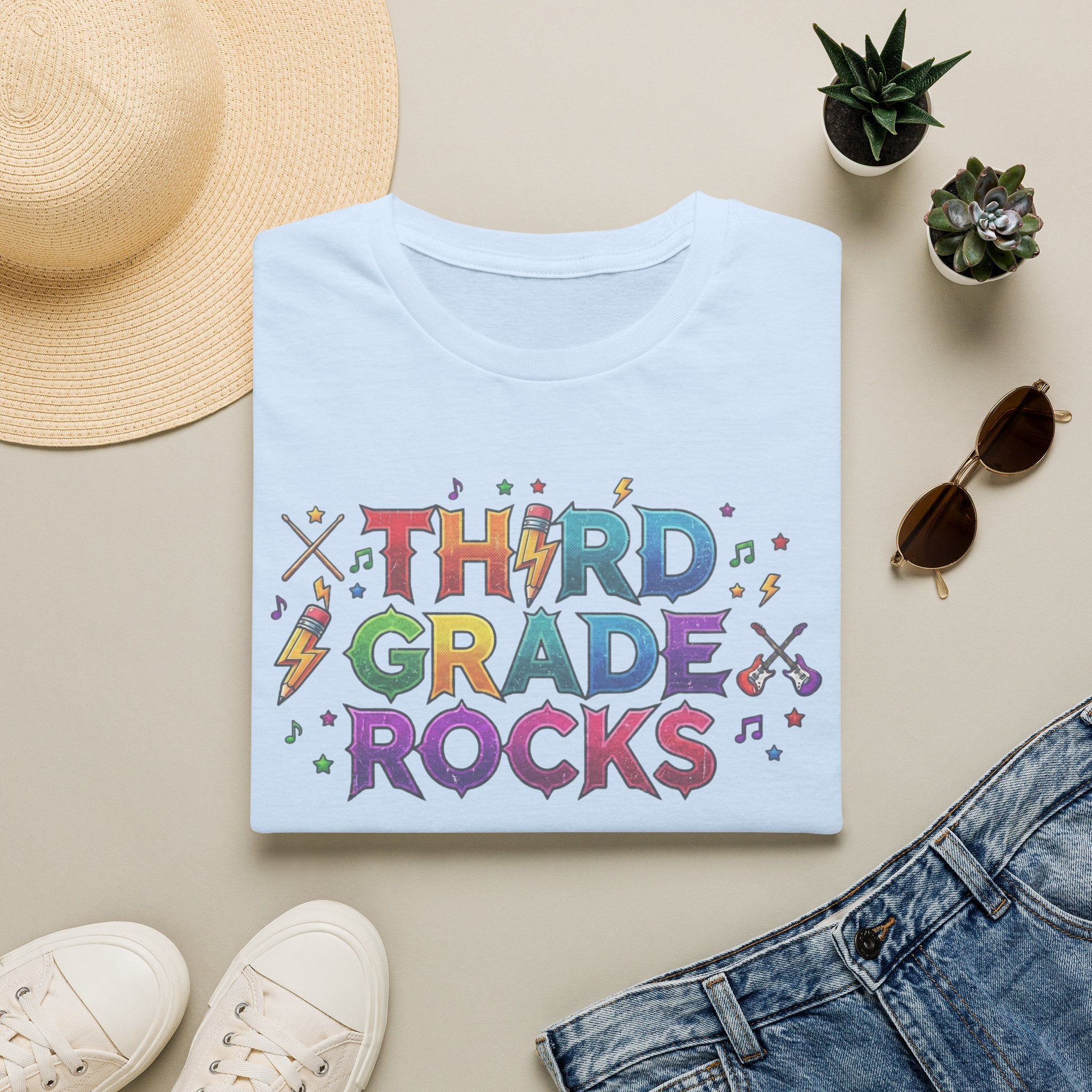 Third Grade Rocks T-Shirt — Colorful School Teacher & Student Tee