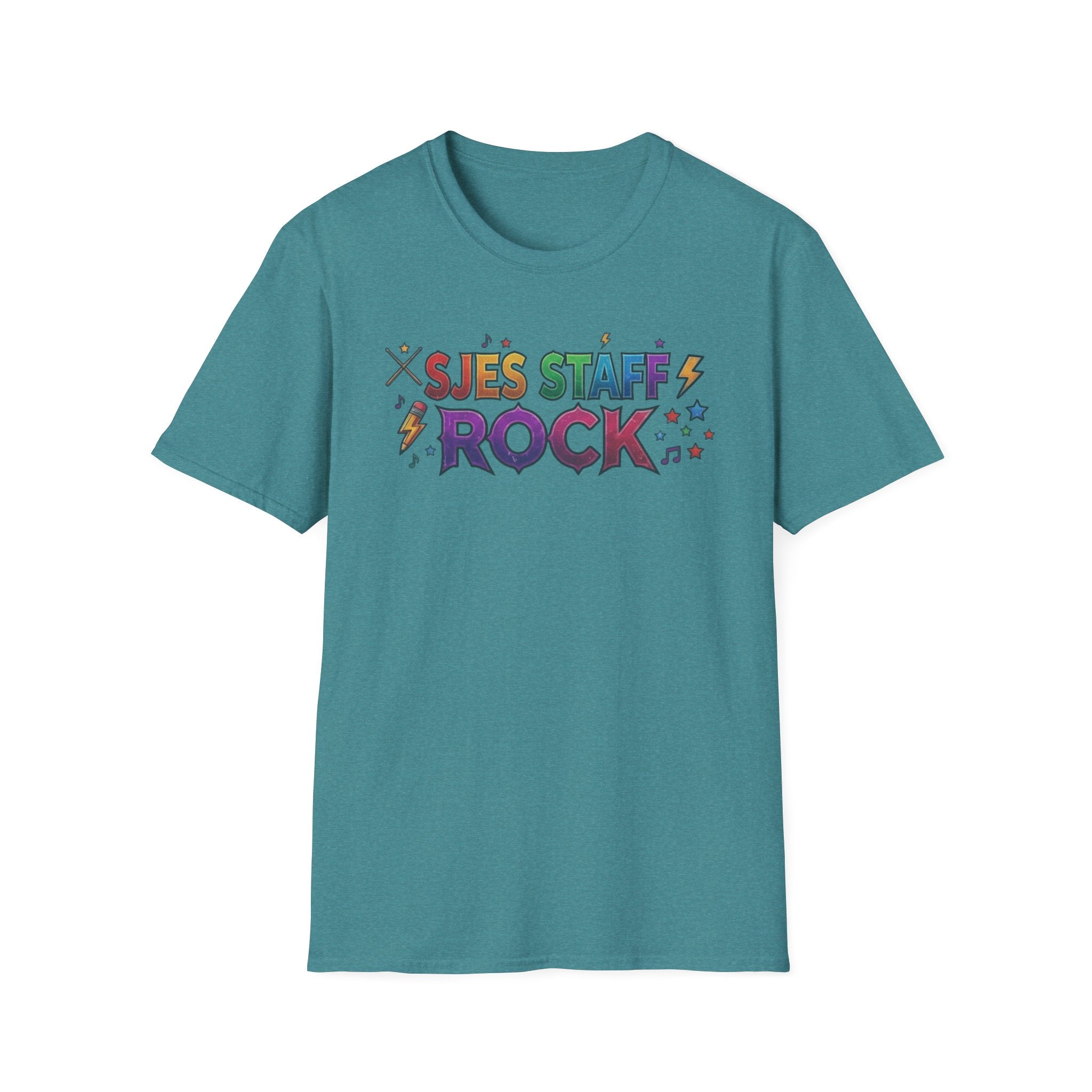 SJES Staff Rock T-Shirt — Colorful Retro School Staff Appreciation Tee