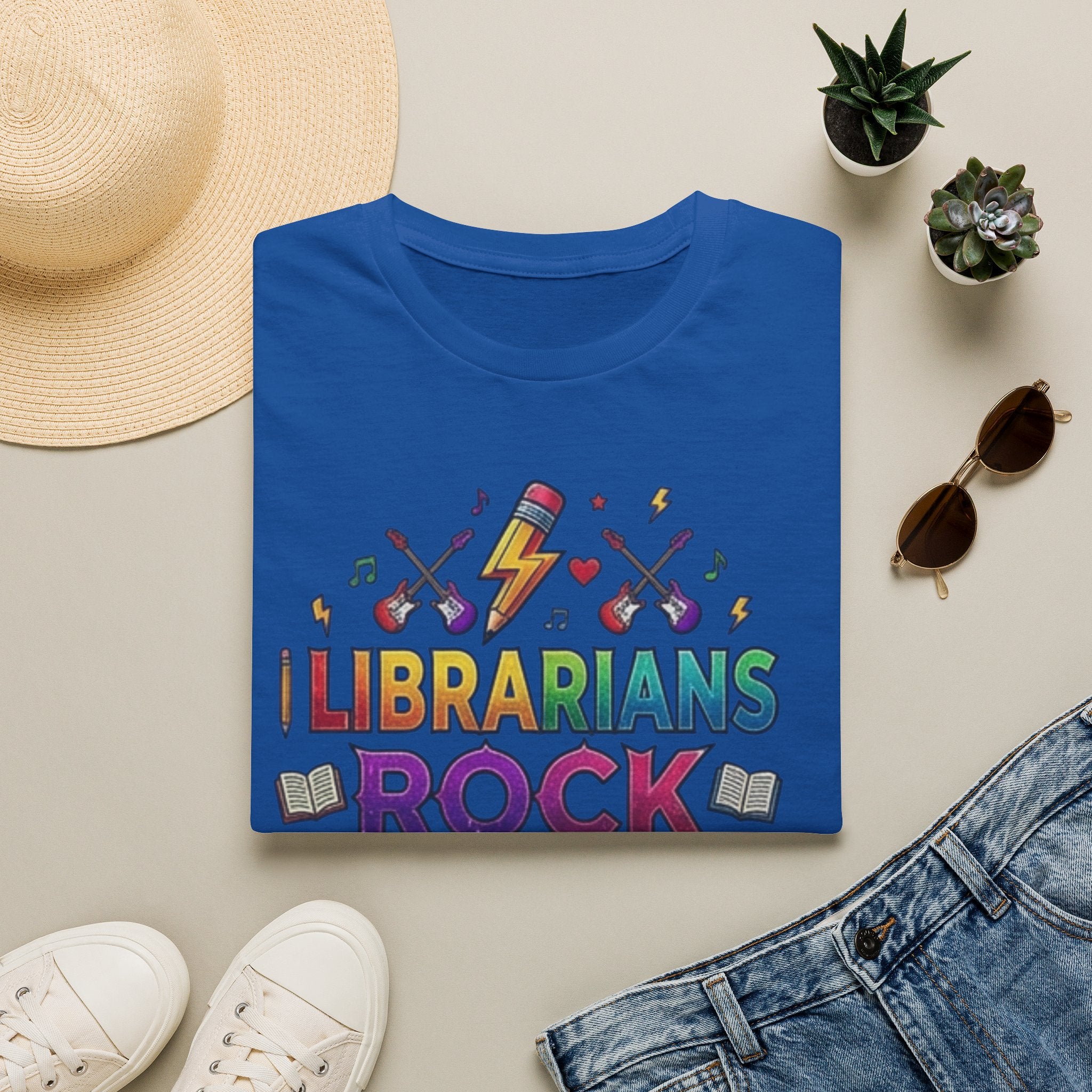 Librarians Rock T-Shirt — Colorful Music & Books Design