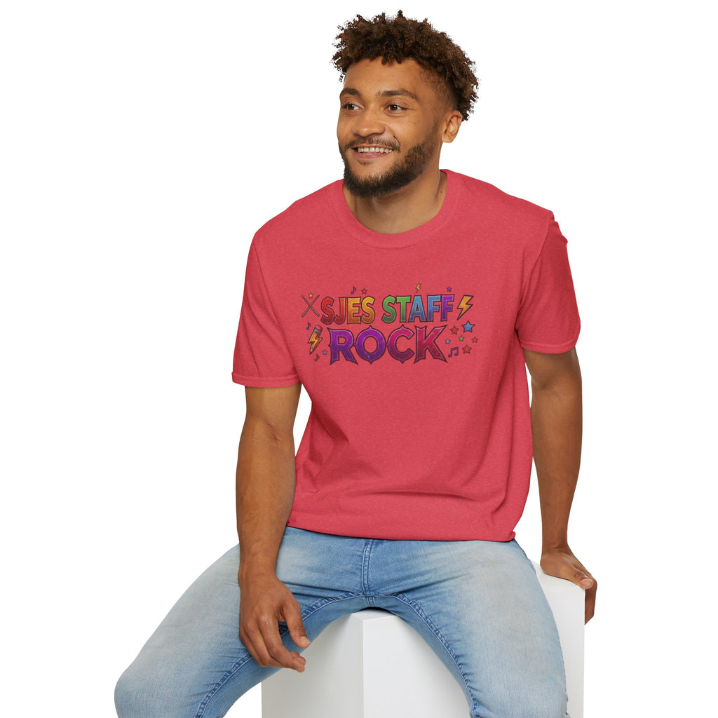 SJES Staff Rock T-Shirt — Colorful Retro School Staff Appreciation Tee