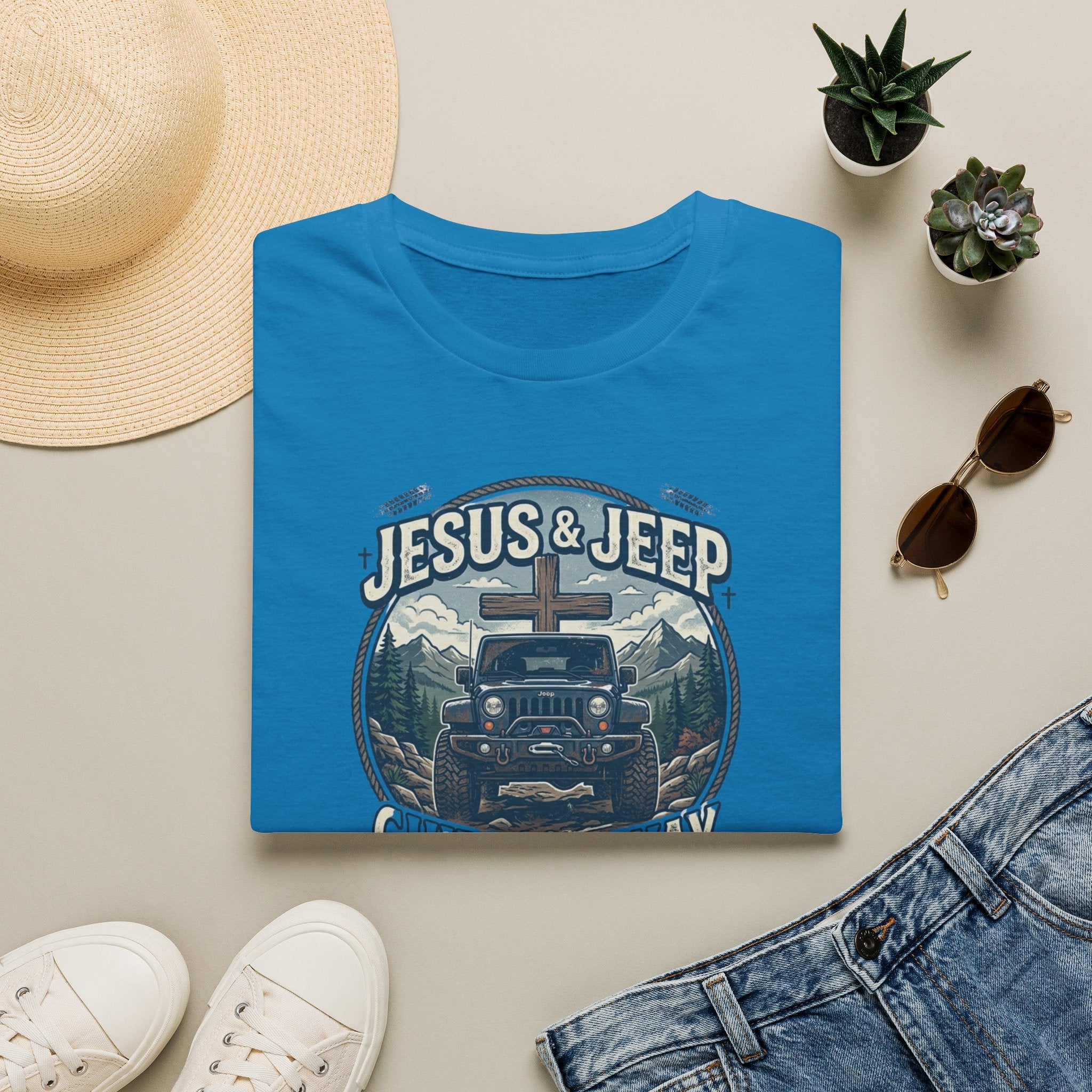 Jesus & Jeep T‑Shirt — Christian Off‑Road Faith Tee ("Jesus & Jeep Guide My Way")