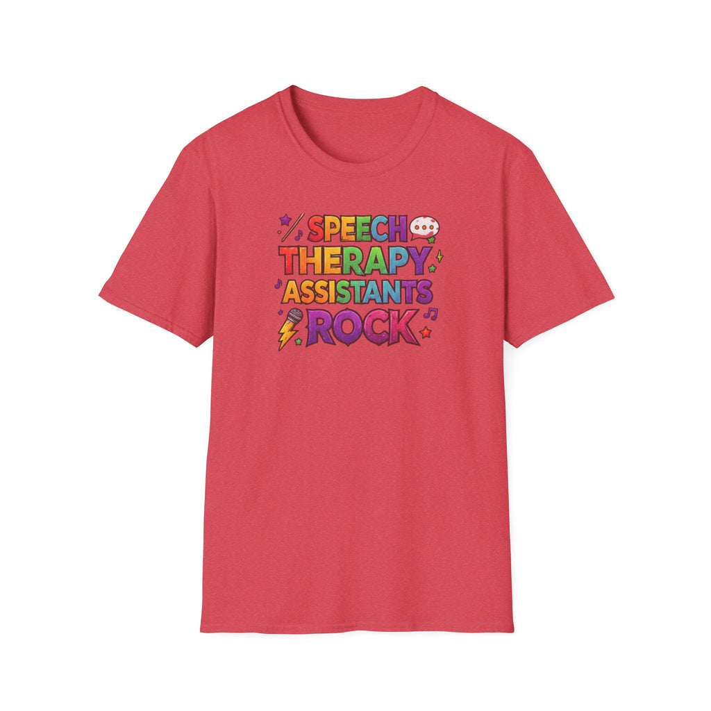 Speech Therapy Assistants Rock T-Shirt — Colorful Retro Pride Tee for SLP Assistants