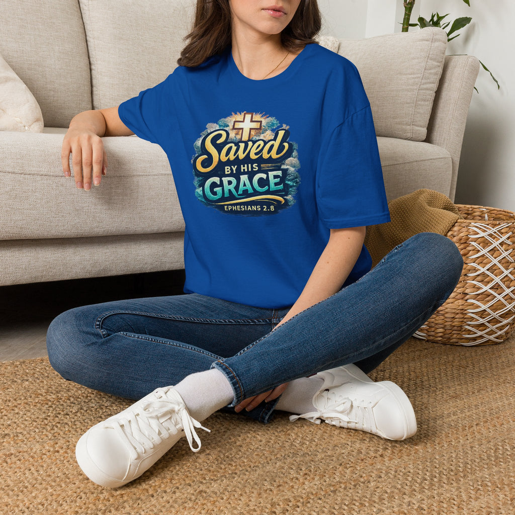 T-Shirt — "Saved by His Grace" Christian Faith Tee