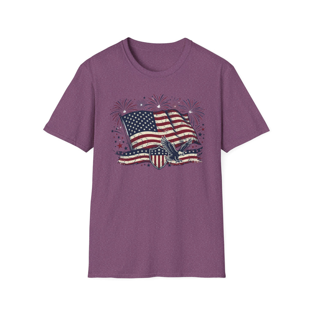 American Flag Eagle T-Shirt — Patriotic 4th of July Tee with Fireworks