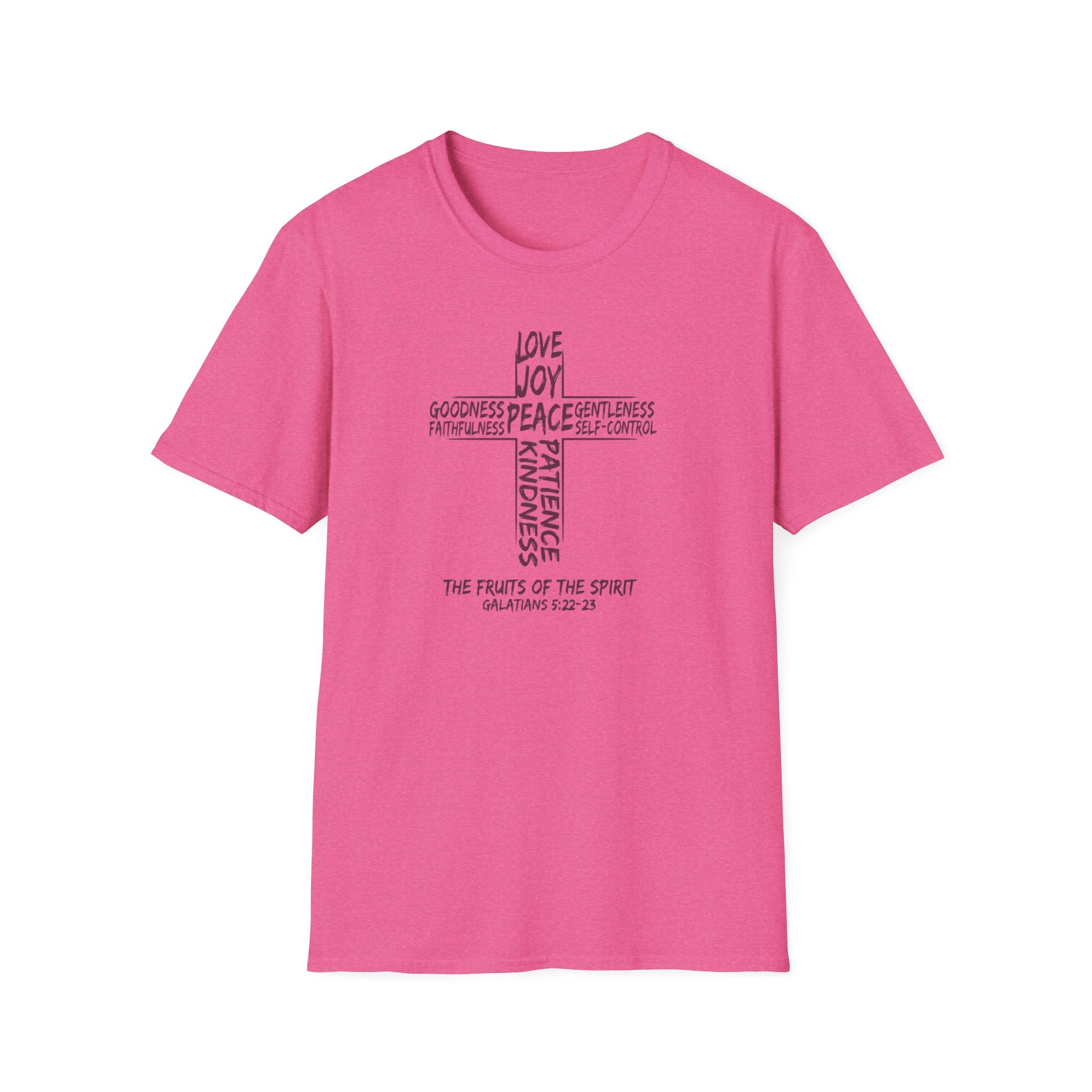 Faith Cross T-Shirt — 'Fruit of the Spirit' Typography Tee (Love, Joy, Peace)