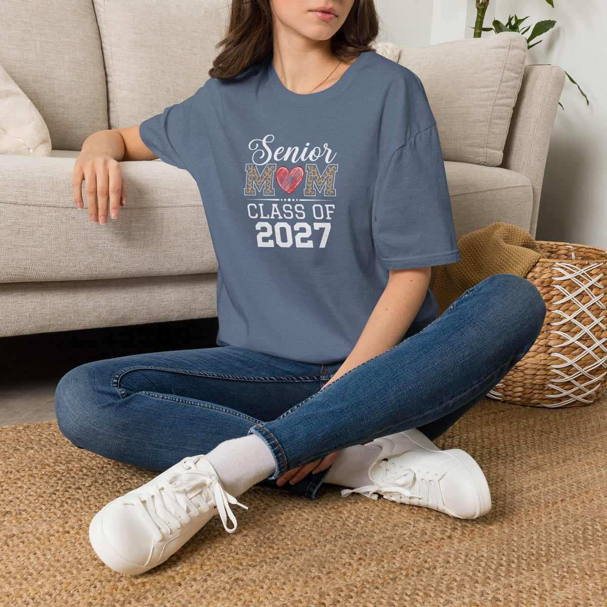 Mom Heart T-Shirt — Floral Leopard MOM Design for Mother's Day & Everyday