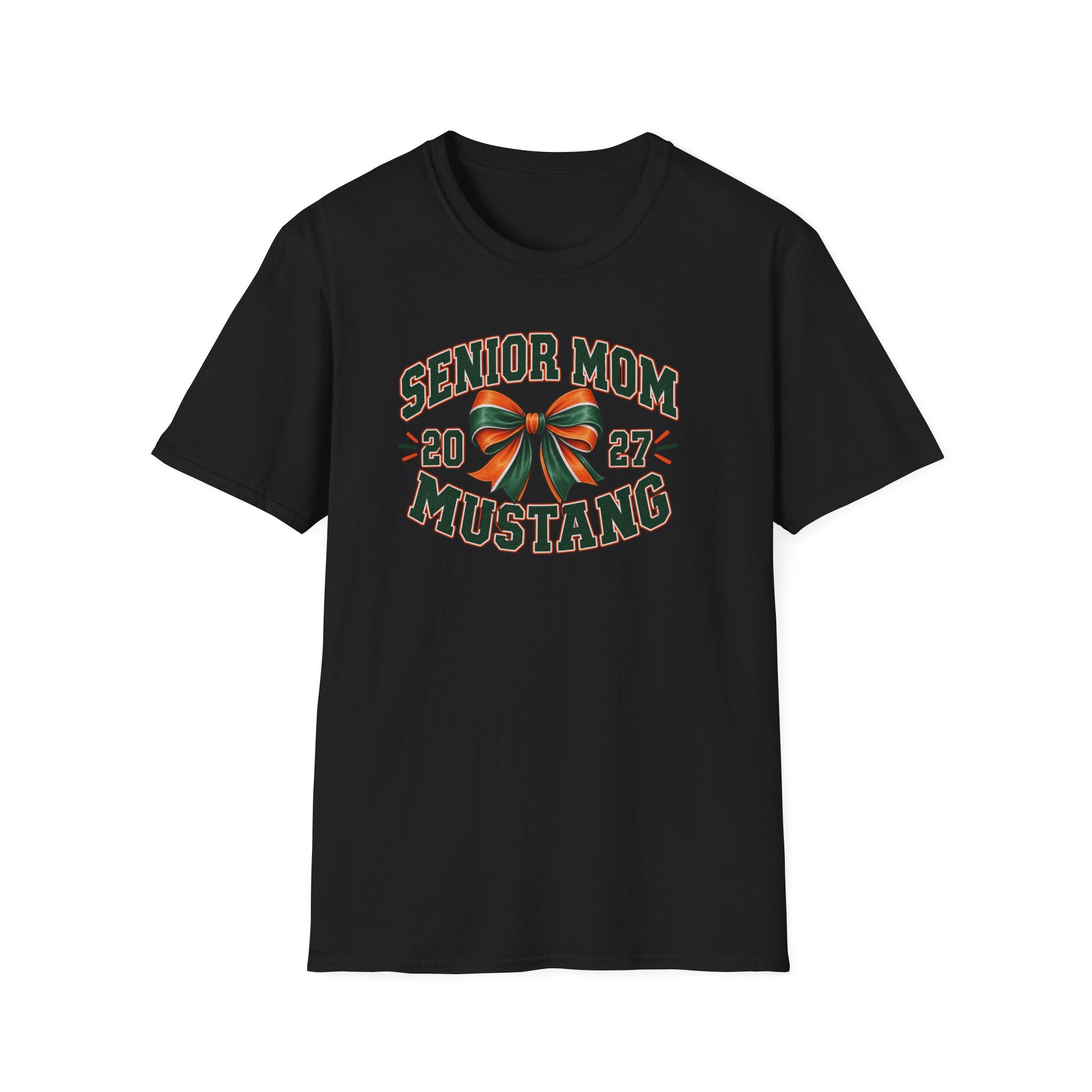 Senior Mom 2027 Mustang T-Shirt — Graduation Cheer Mom Shirt