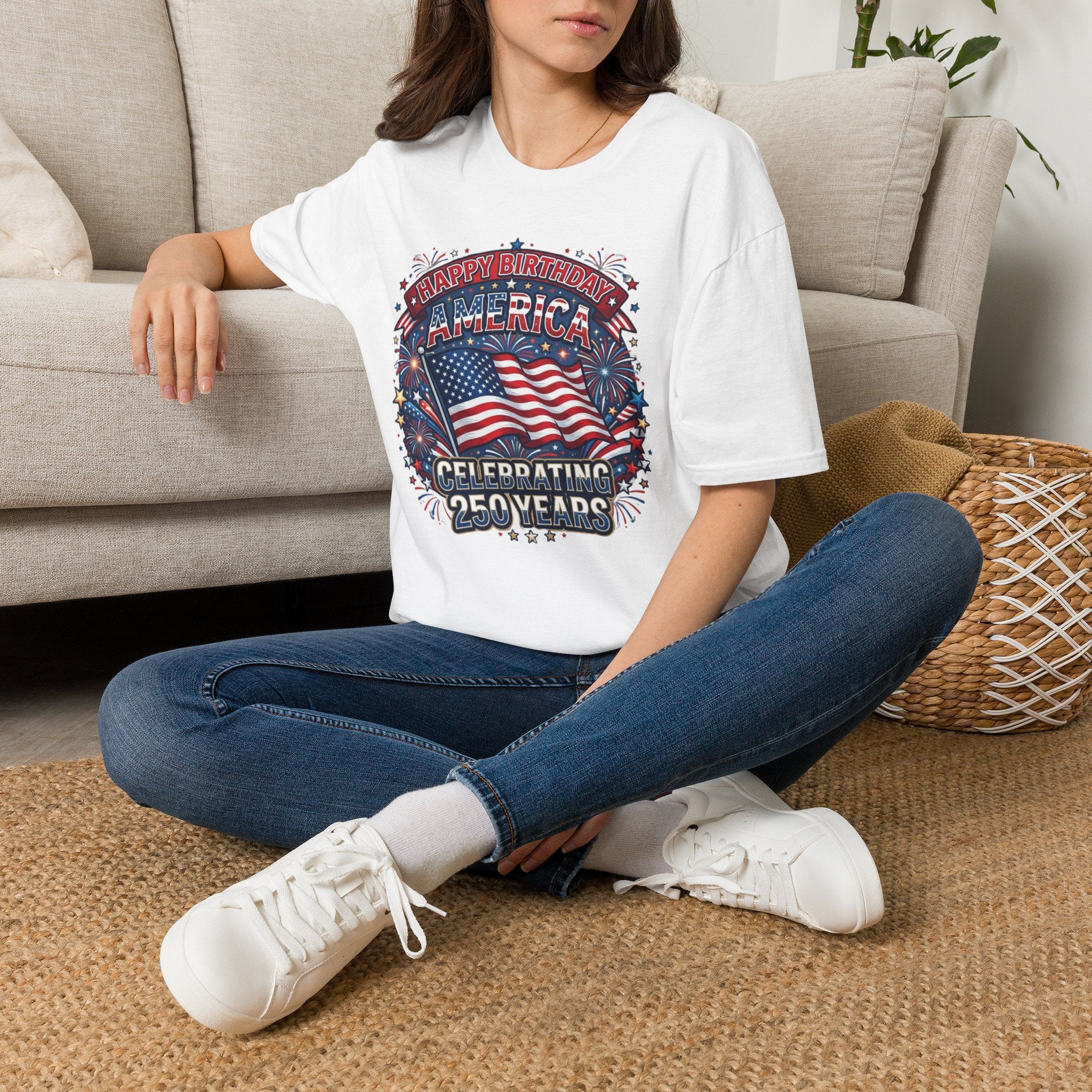 T-Shirt — "Happy Birthday America" Patriotic Flag Tee for 4th of July