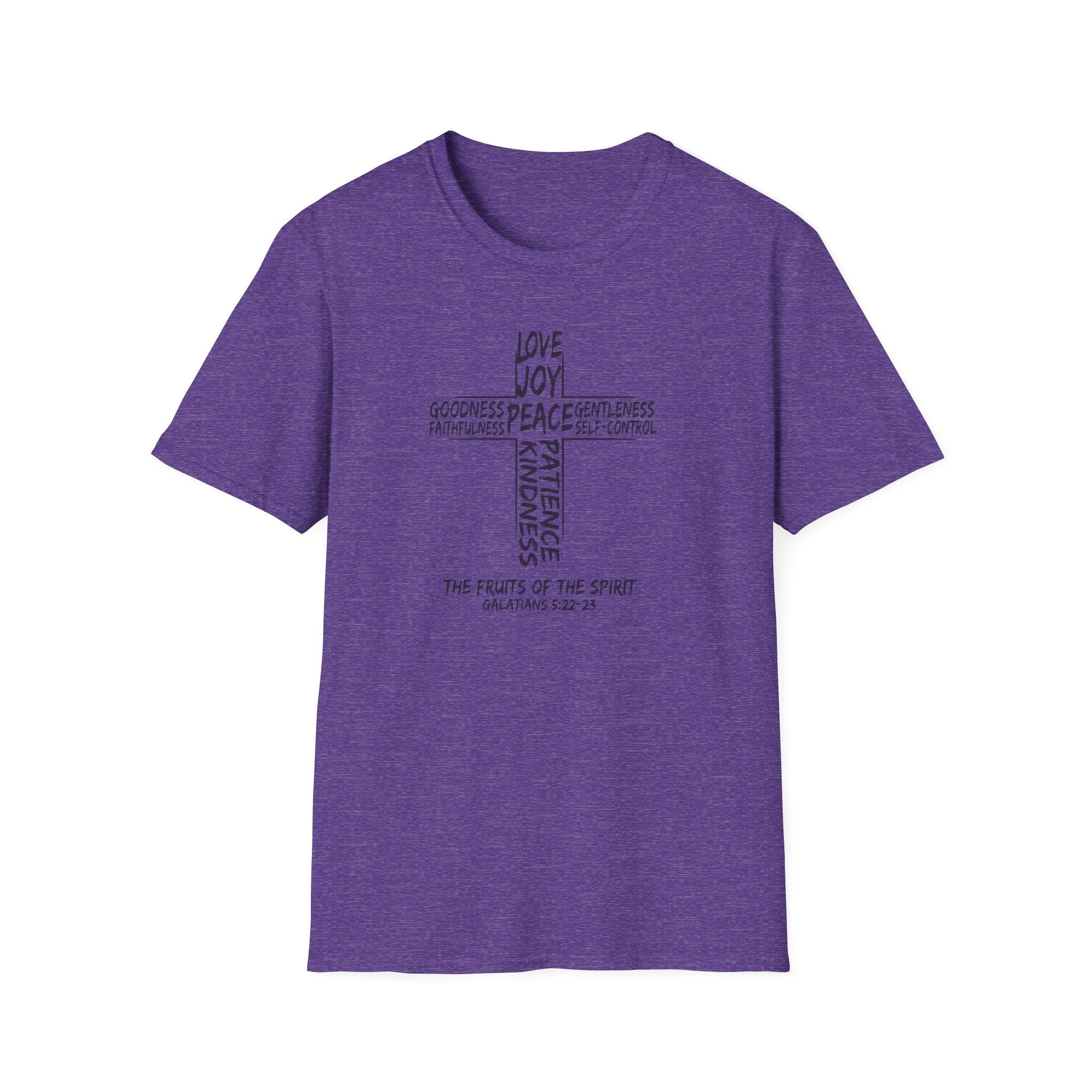 Faith Cross T-Shirt — 'Fruit of the Spirit' Typography Tee (Love, Joy, Peace)