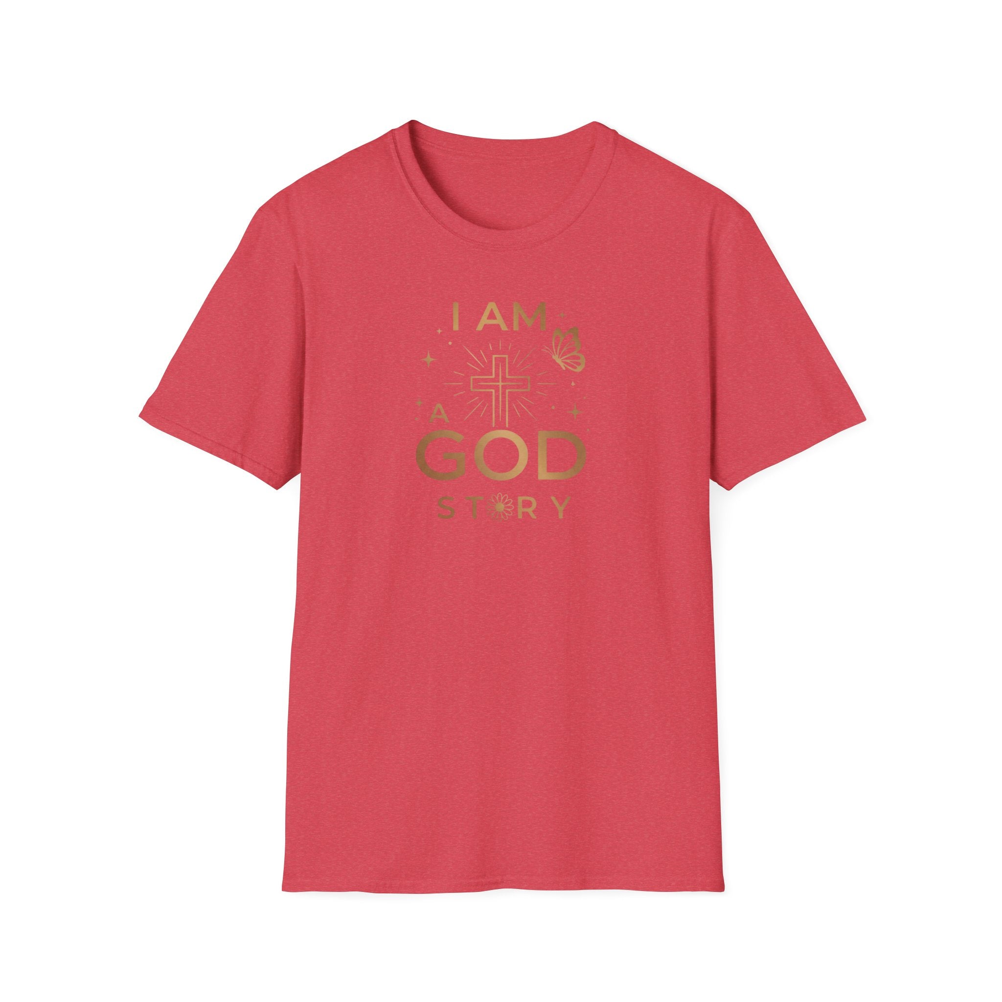 I Am a Godstory T-Shirt — Christian Faith Cross Tee (Butterfly & Inspirational Scripture Design)