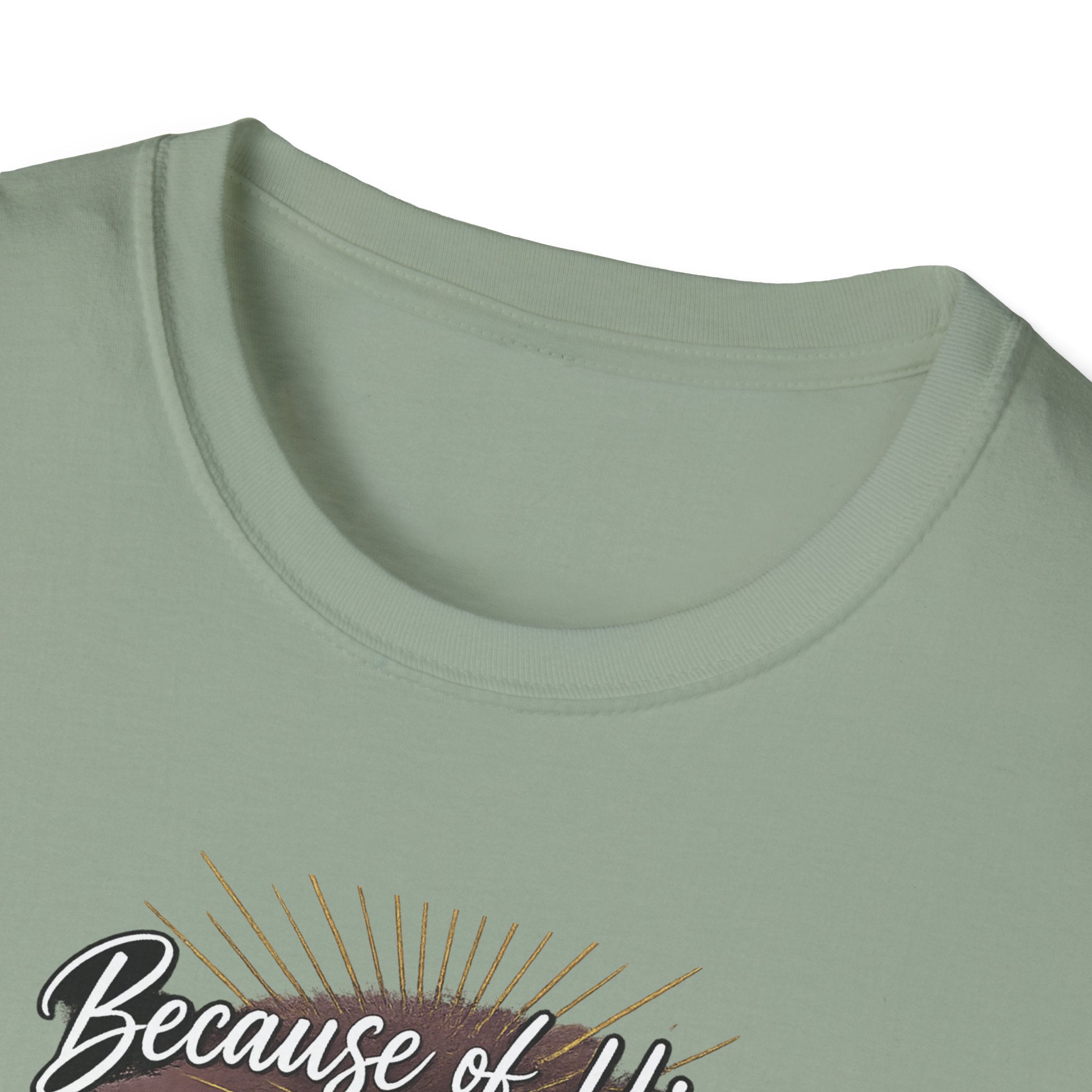 Because of Him I’m an Overcomer T-Shirt — Christian Inspirational Faith Tee