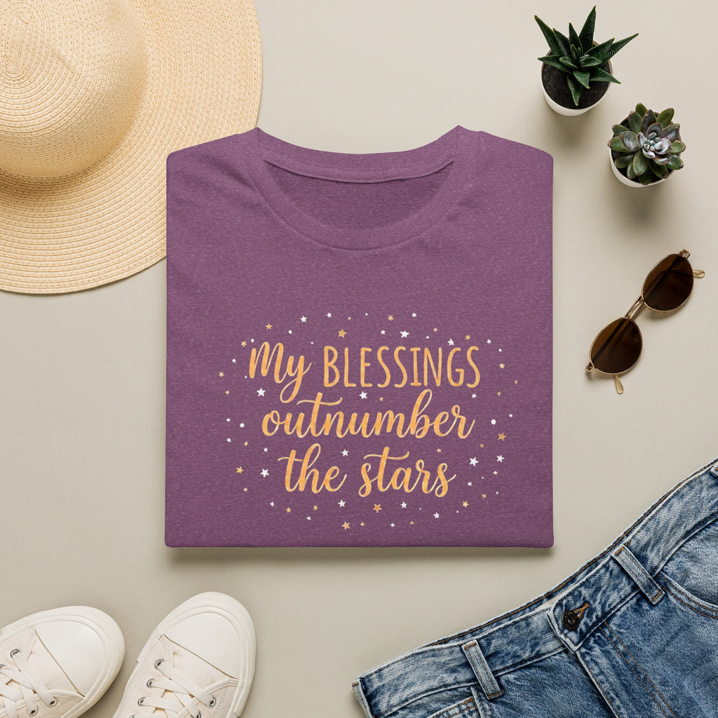 T-Shirt — “My Blessings Outnumber the Stars” Inspirational Script Tee