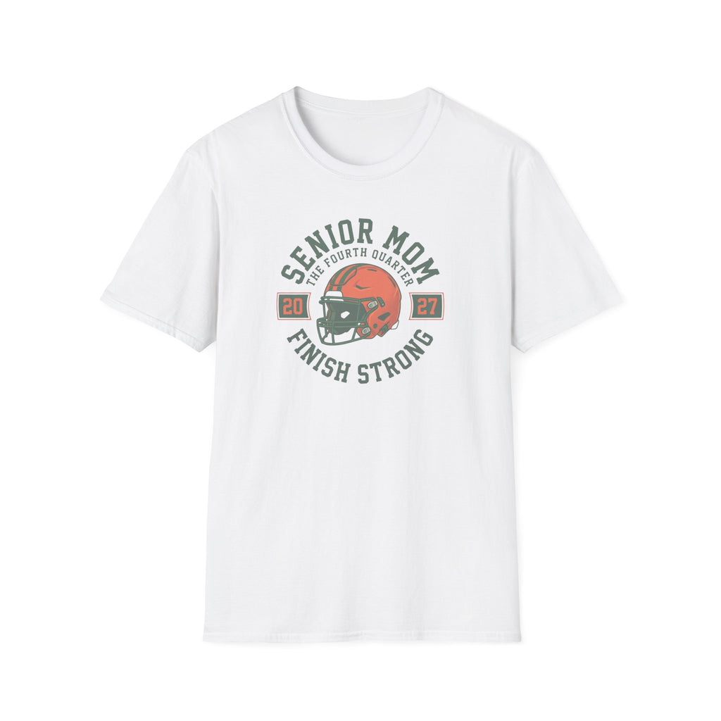 Senior Mom 2027 Football Helmet Tee — Finish Strong Mom Shirt