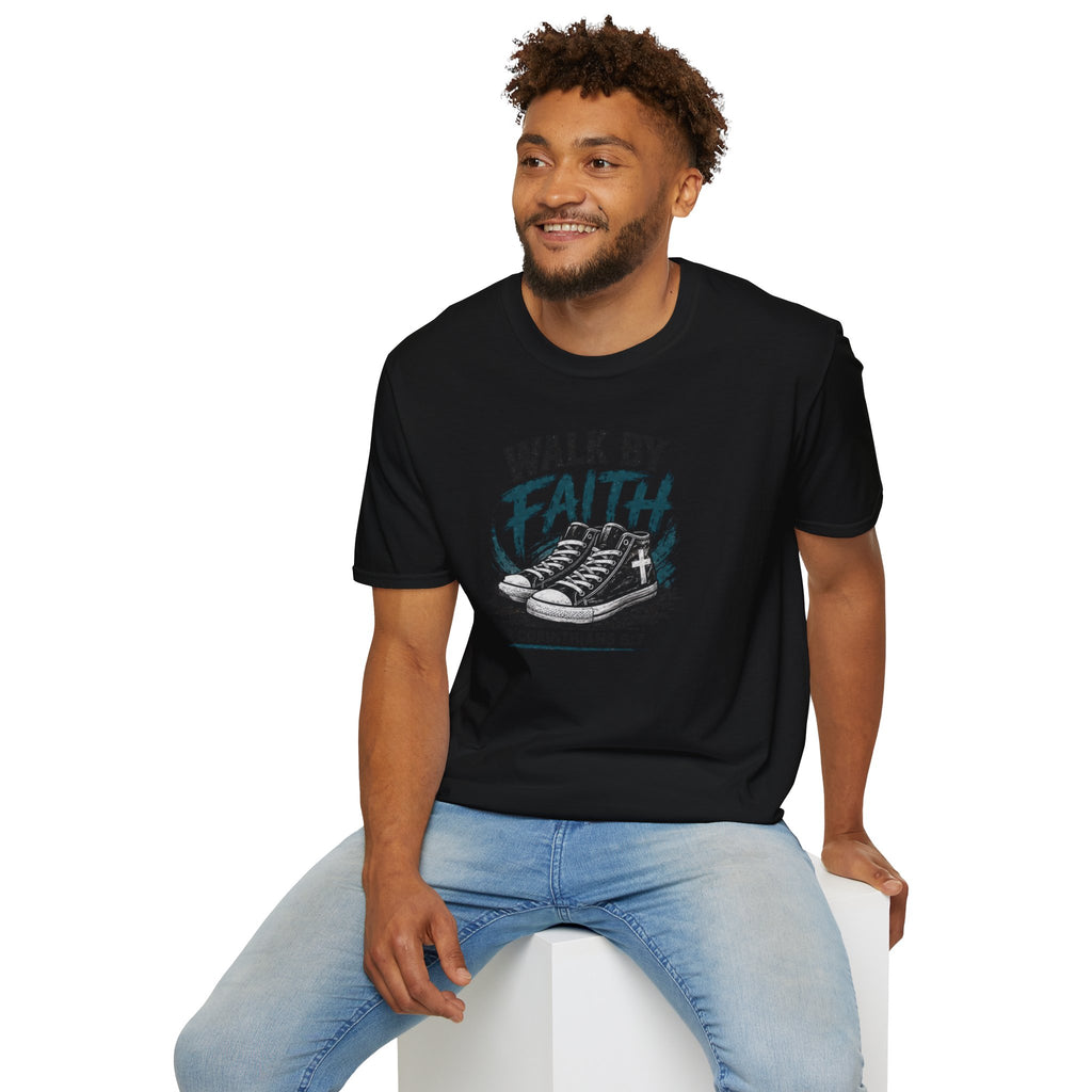 Walk by Faith T-Shirt — Christian Faith Graphic Tee (2 Corinthians 5:7)