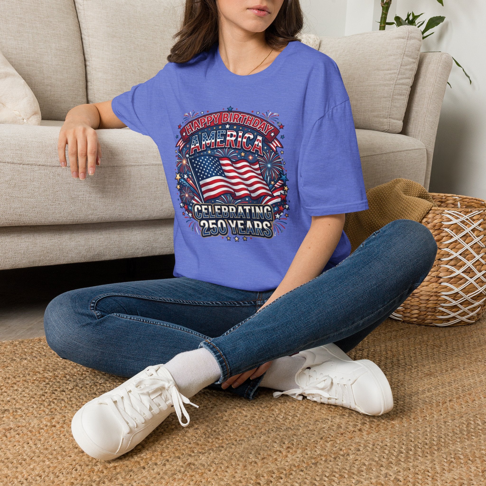 T-Shirt — "Happy Birthday America" Patriotic Flag Tee for 4th of July